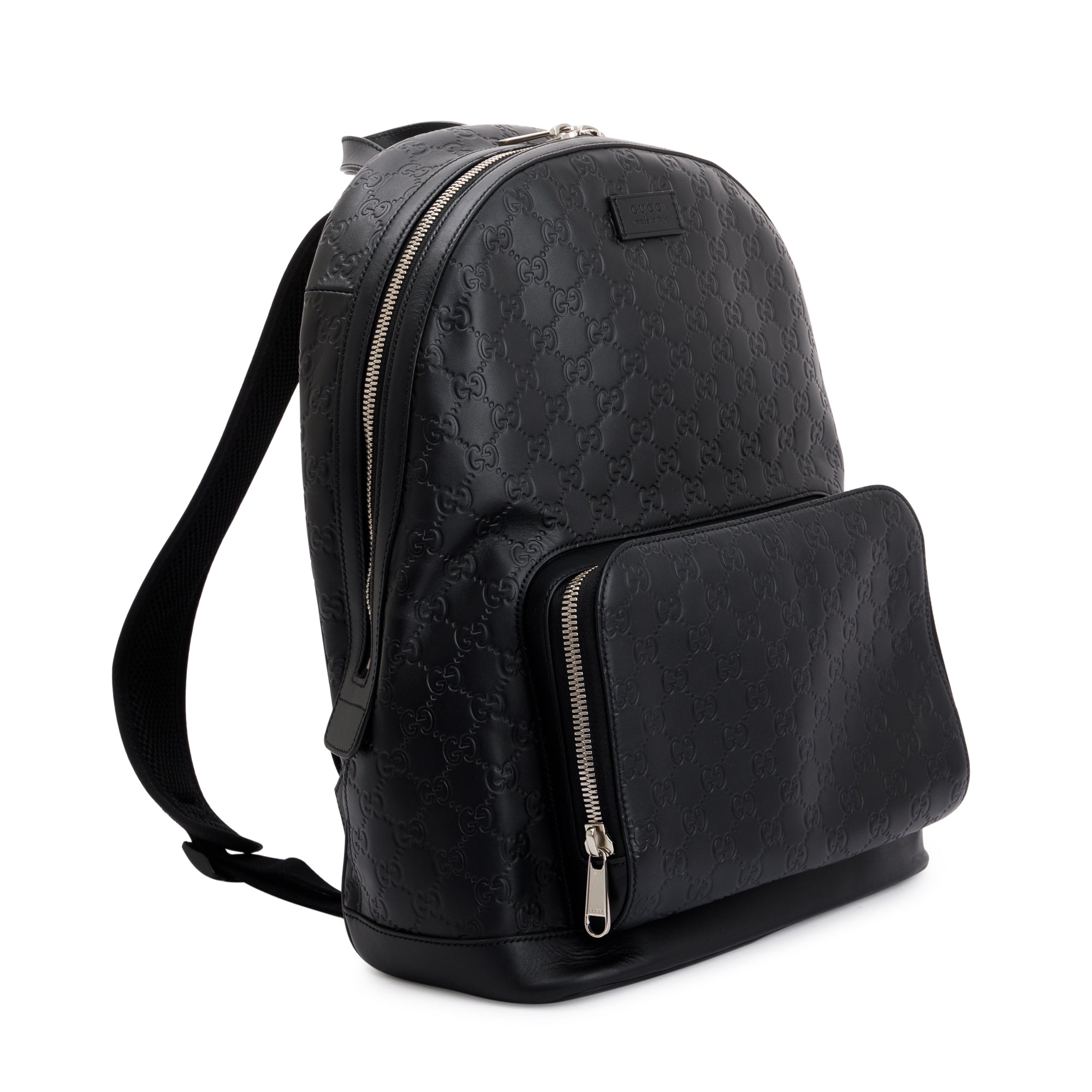 Gucci Large Black GG Signature Leather Backpack