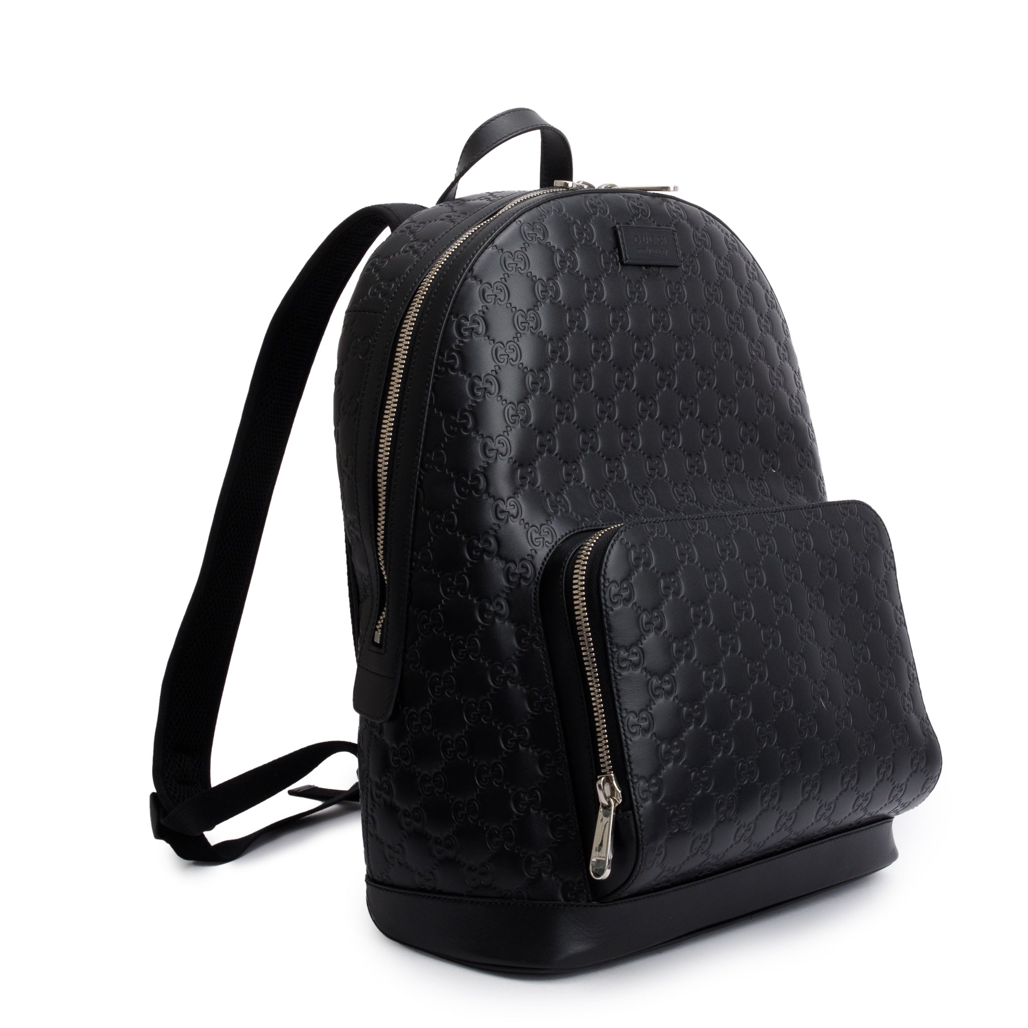 Gucci Large Black GG Signature Leather Backpack