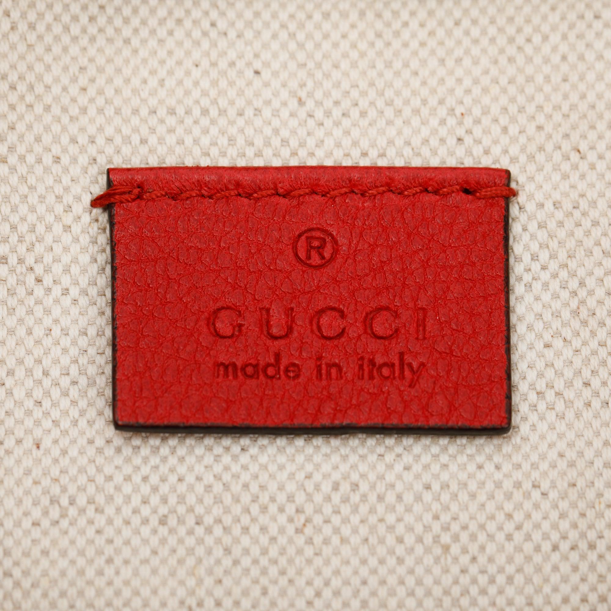 Gucci Large Red Calfskin Leather Logo Print Belt Bag