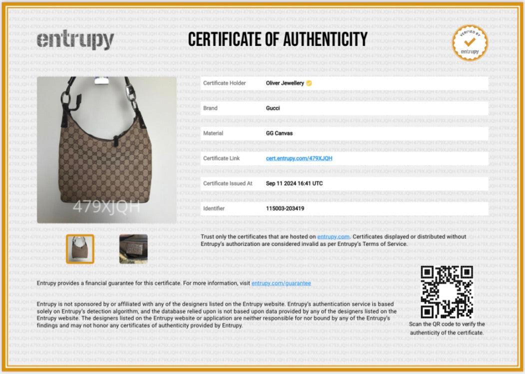 Gucci Leather Trim GG Canvas Hobo Bag