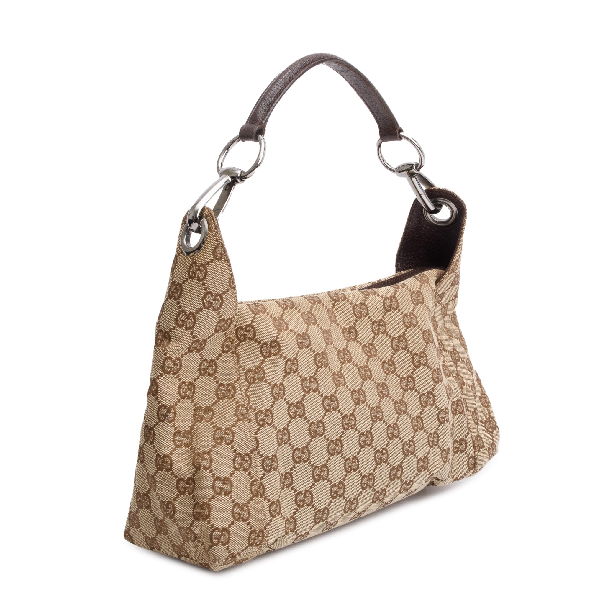 Gucci Leather Trim GG Canvas Pop Hobo Bag