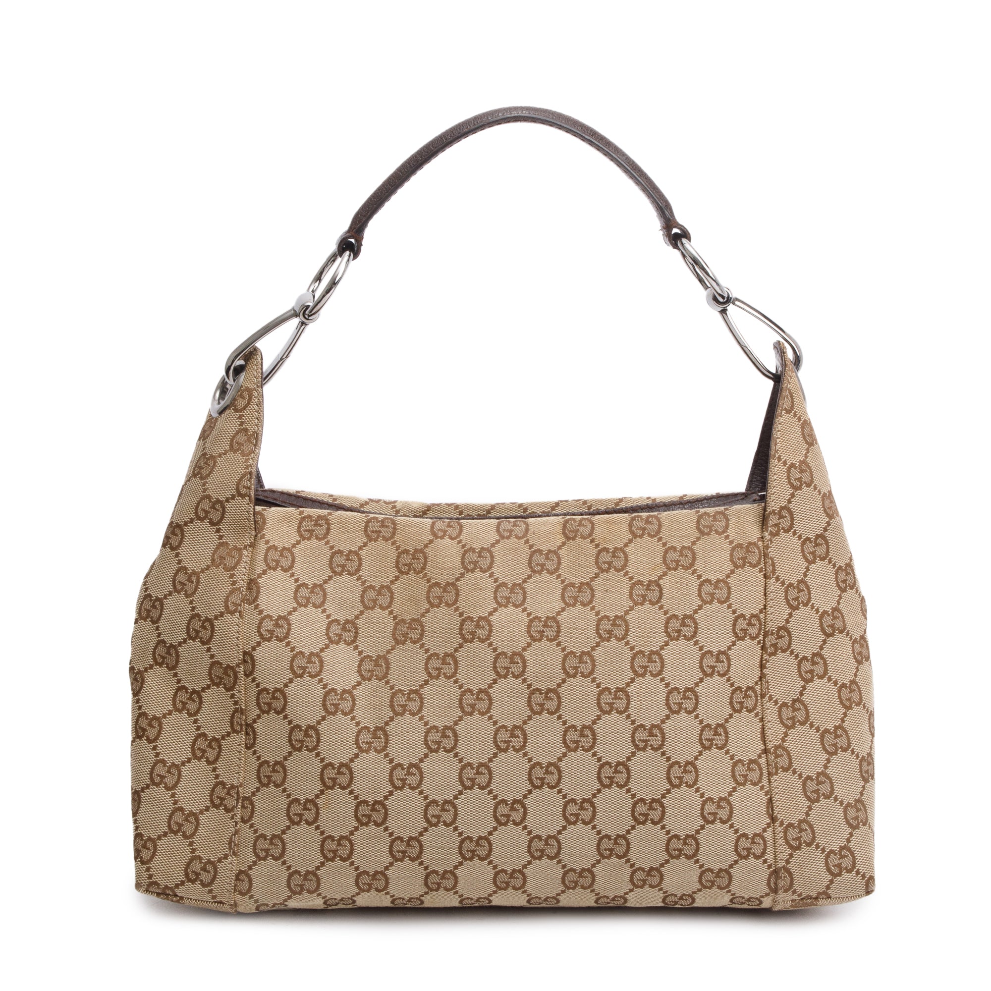 Gucci Leather Trim GG Canvas Pop Hobo Bag