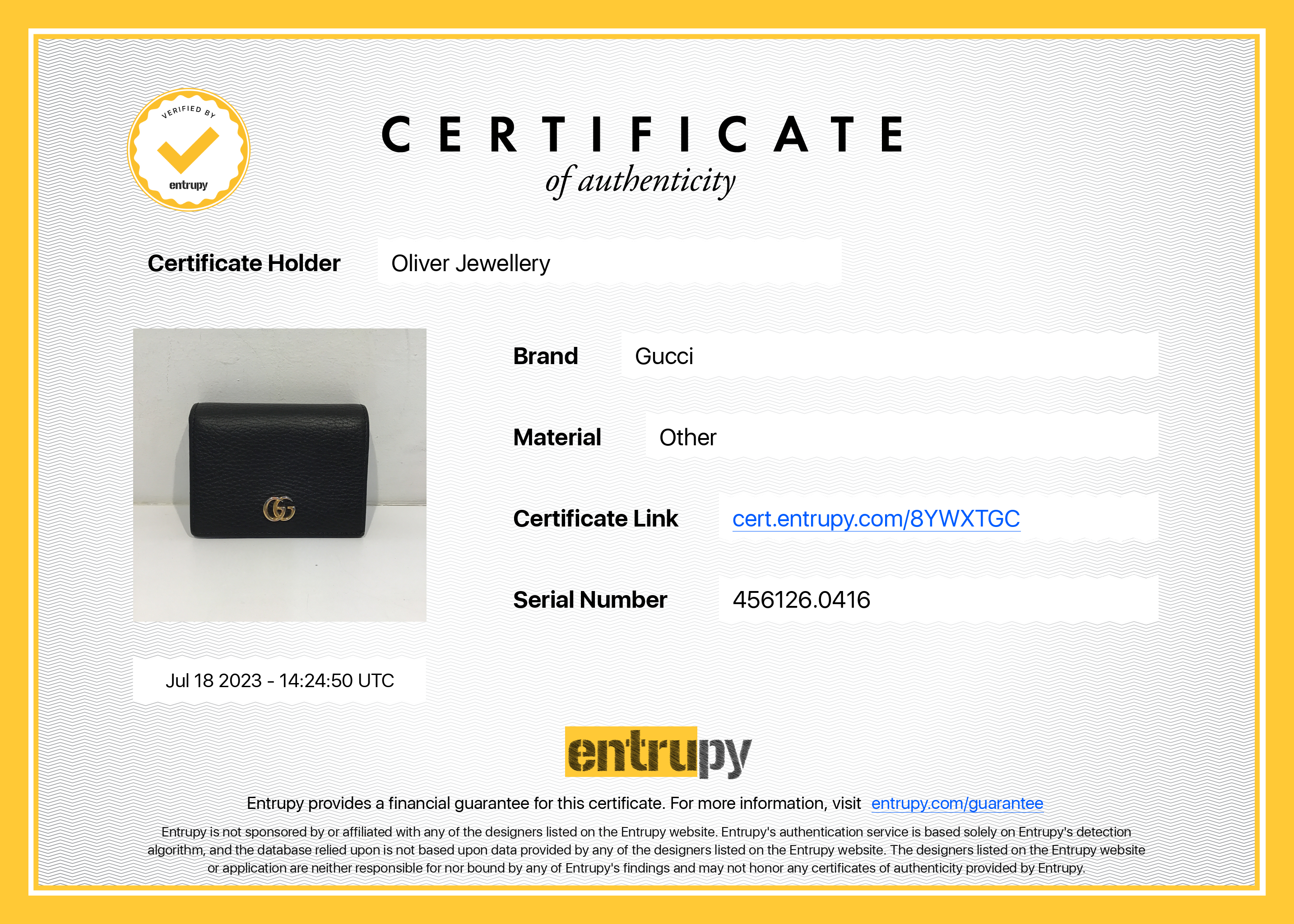 Gucci Marmont Leather Card Case Wallet