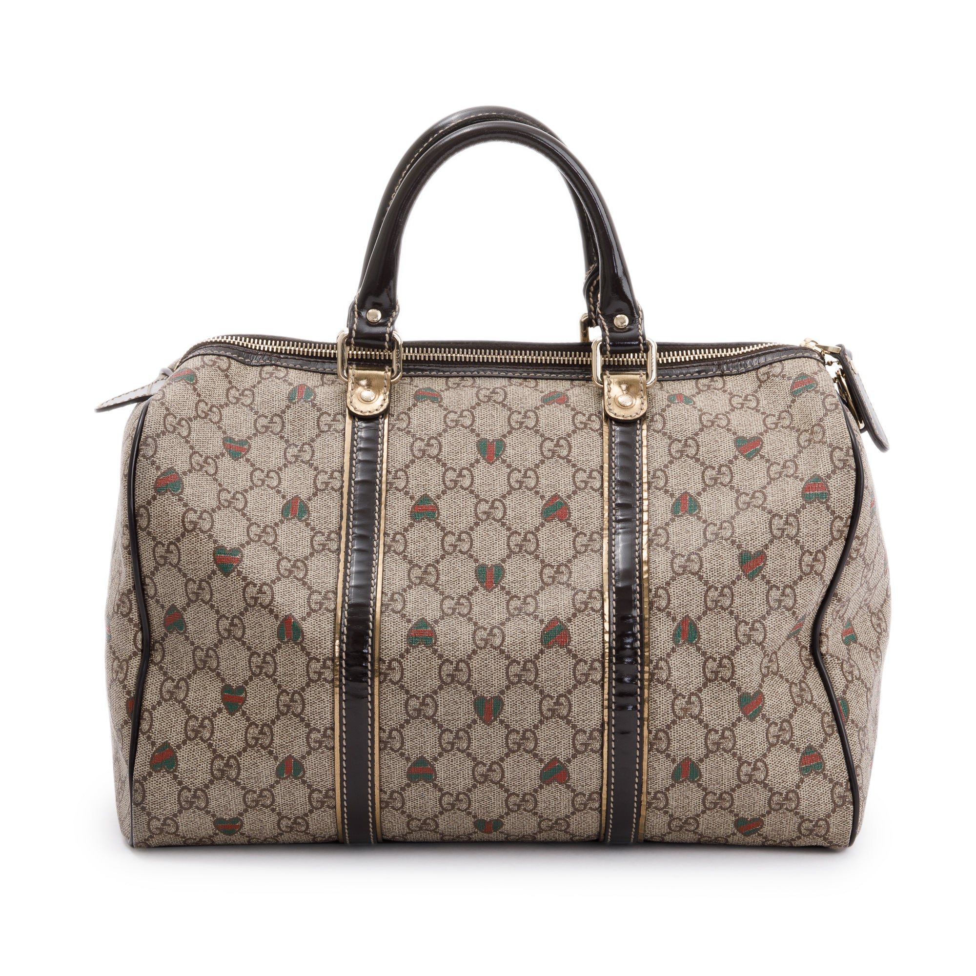 Gucci Medium GG Supreme Heart Tattoo Hearts Joy Boston Bag