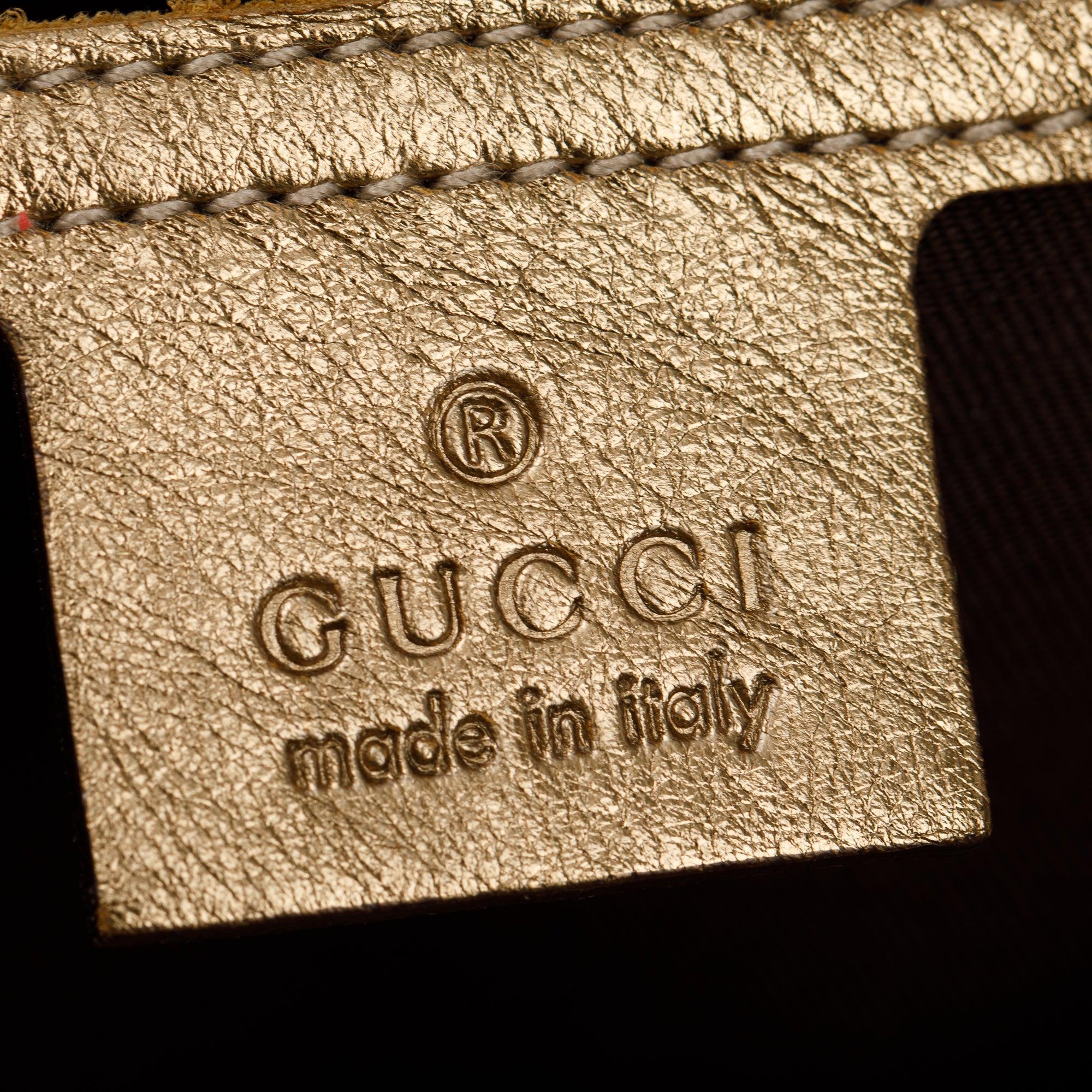 Gucci Metallic Gold GG Crystal Medium Joy Boston Bag