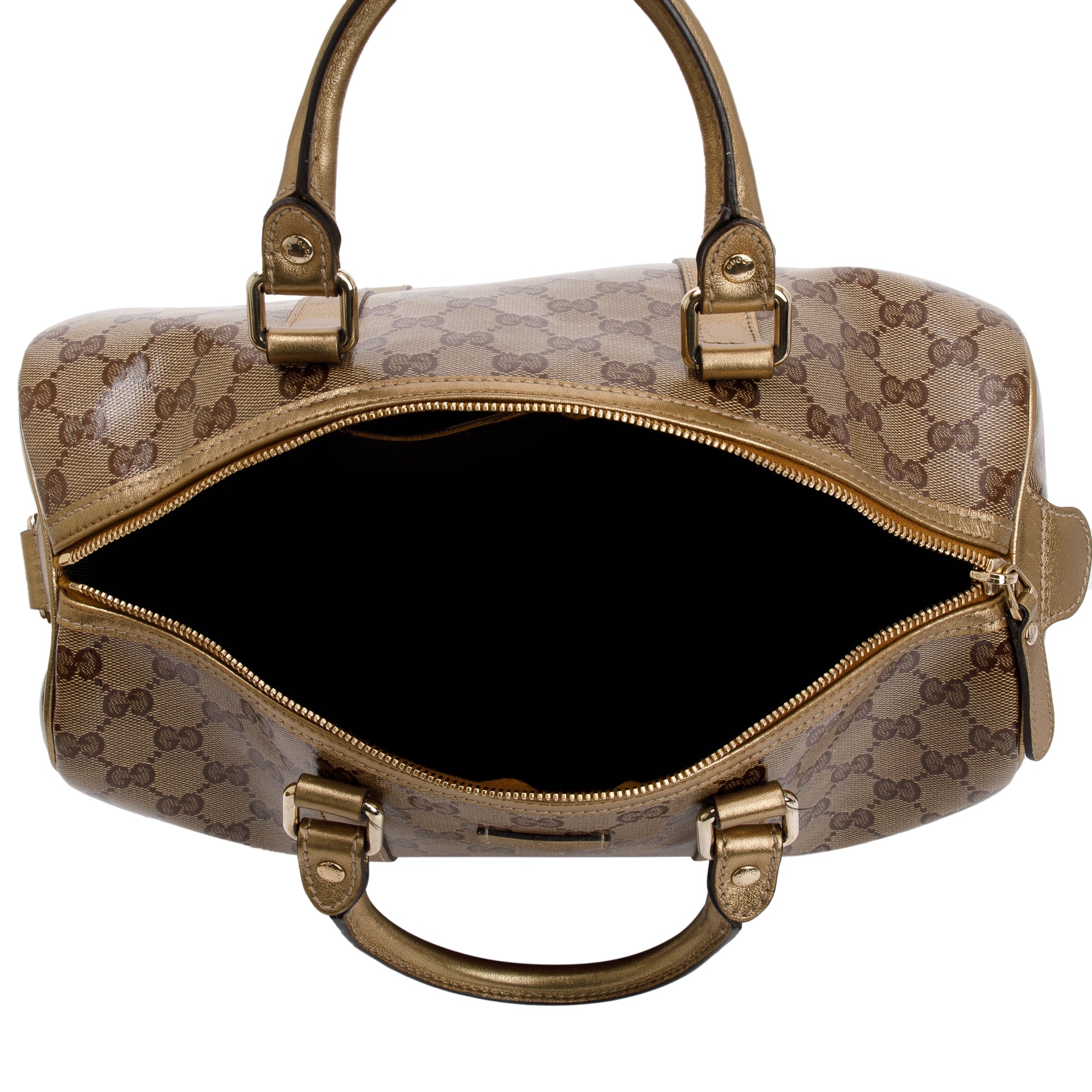 Gucci Metallic Gold GG Crystal Medium Joy Boston Bag