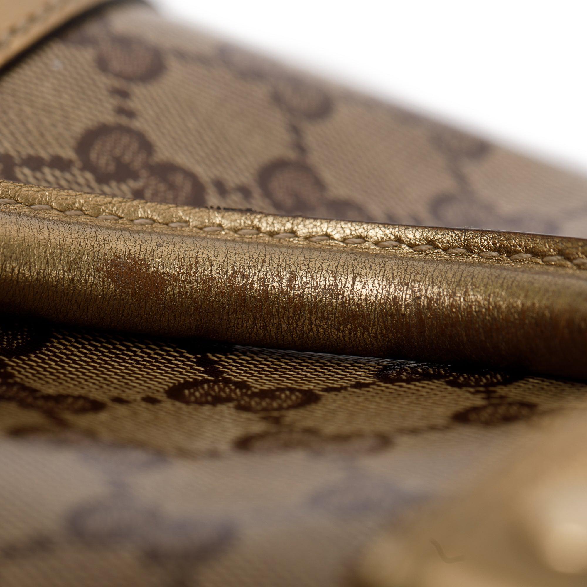 Gucci Metallic Gold GG Crystal Medium Joy Boston Bag