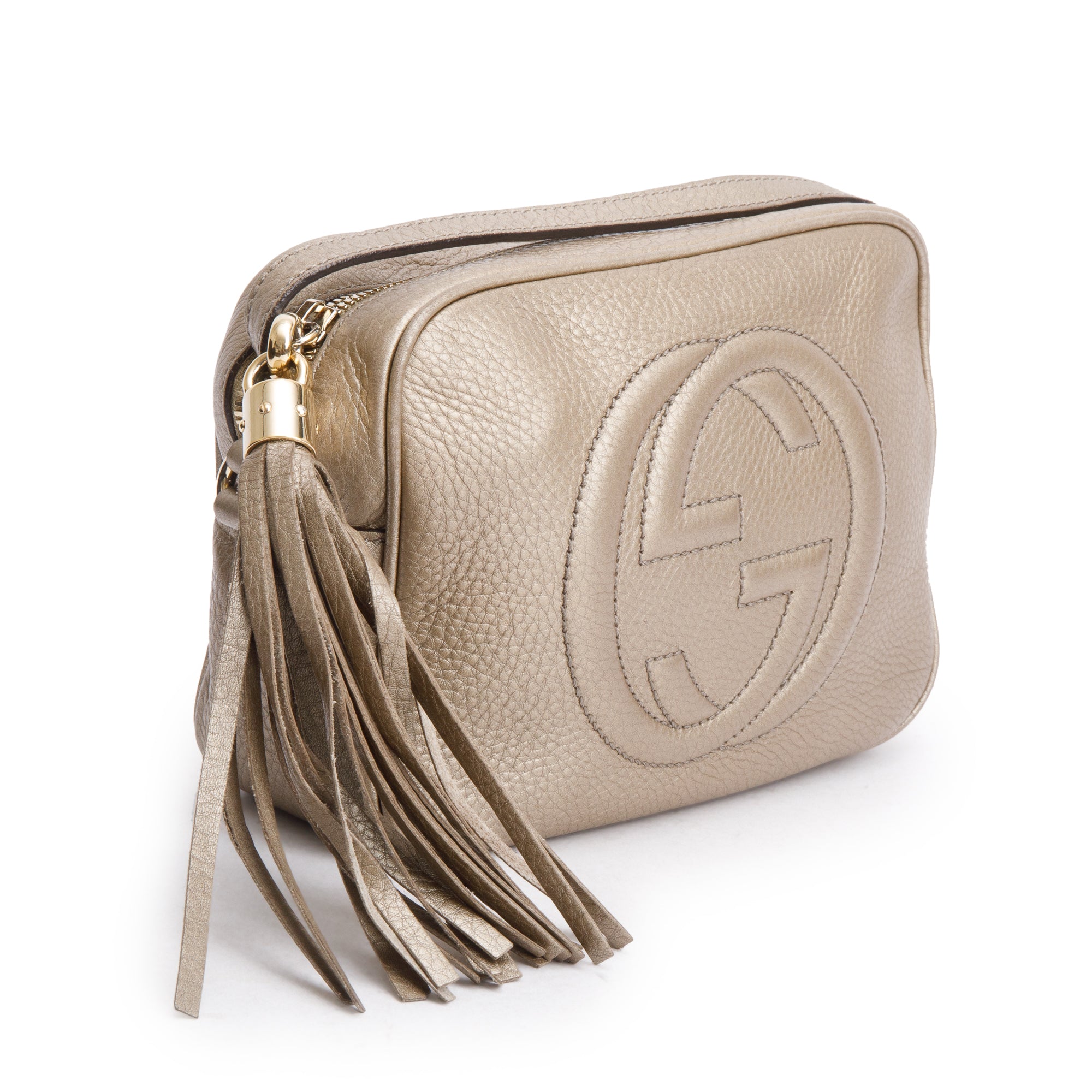 Gucci Metallic Gold Pebbled Calfskin Leather Small Soho Disco Bag