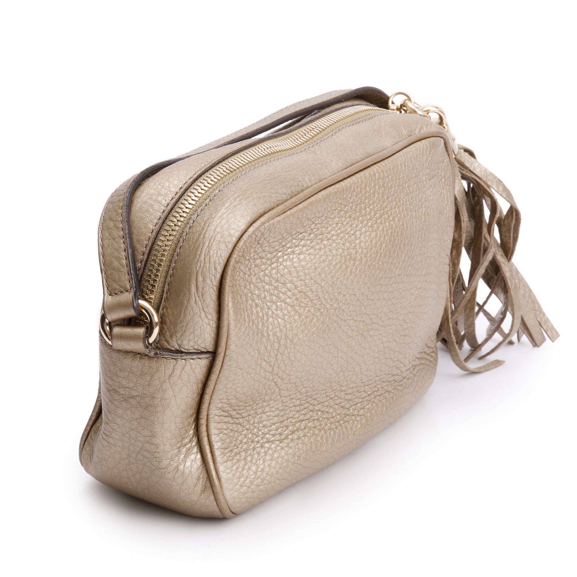 Gucci Metallic Gold Pebbled Calfskin Leather Small Soho Disco Bag