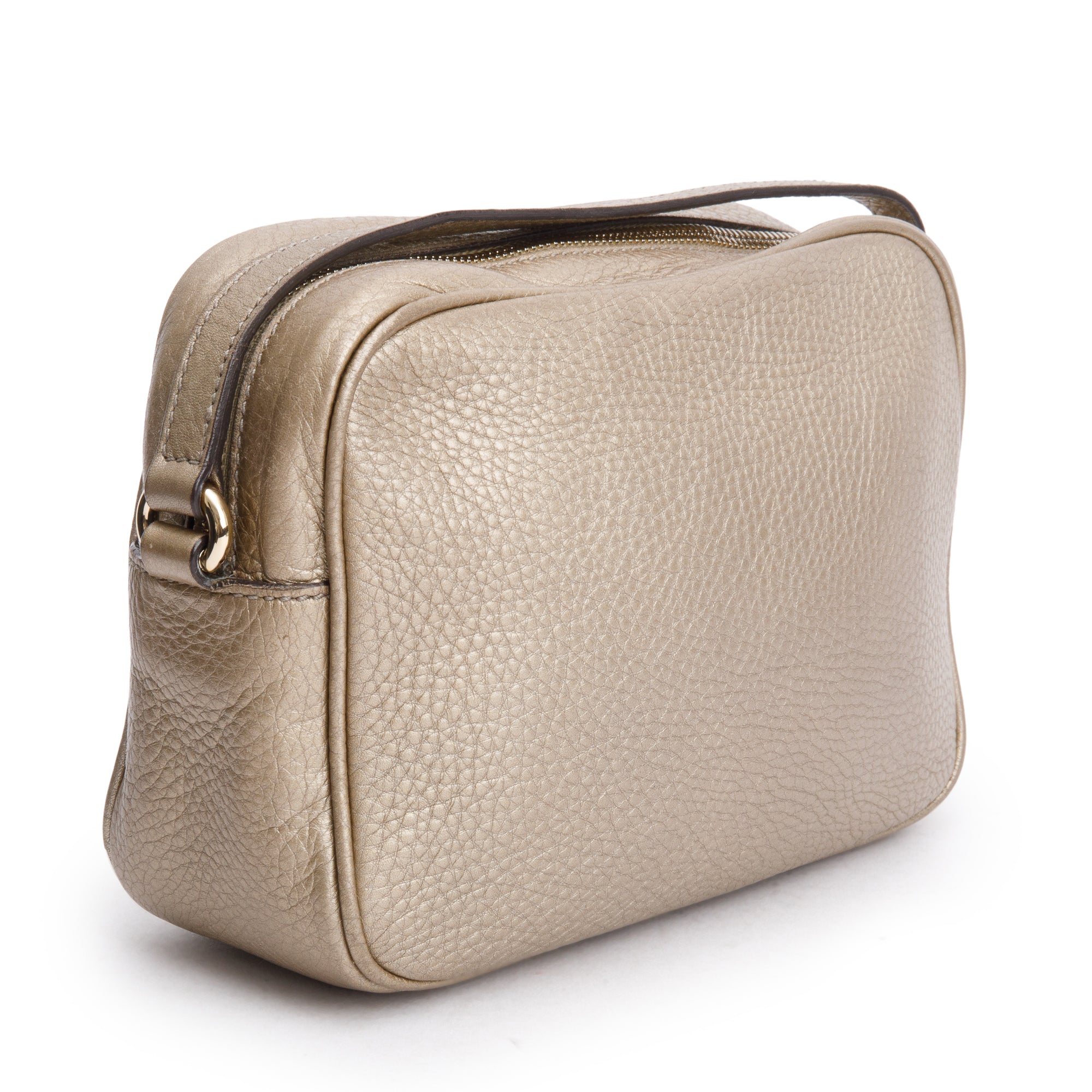 Gucci Metallic Gold Pebbled Calfskin Leather Small Soho Disco Bag