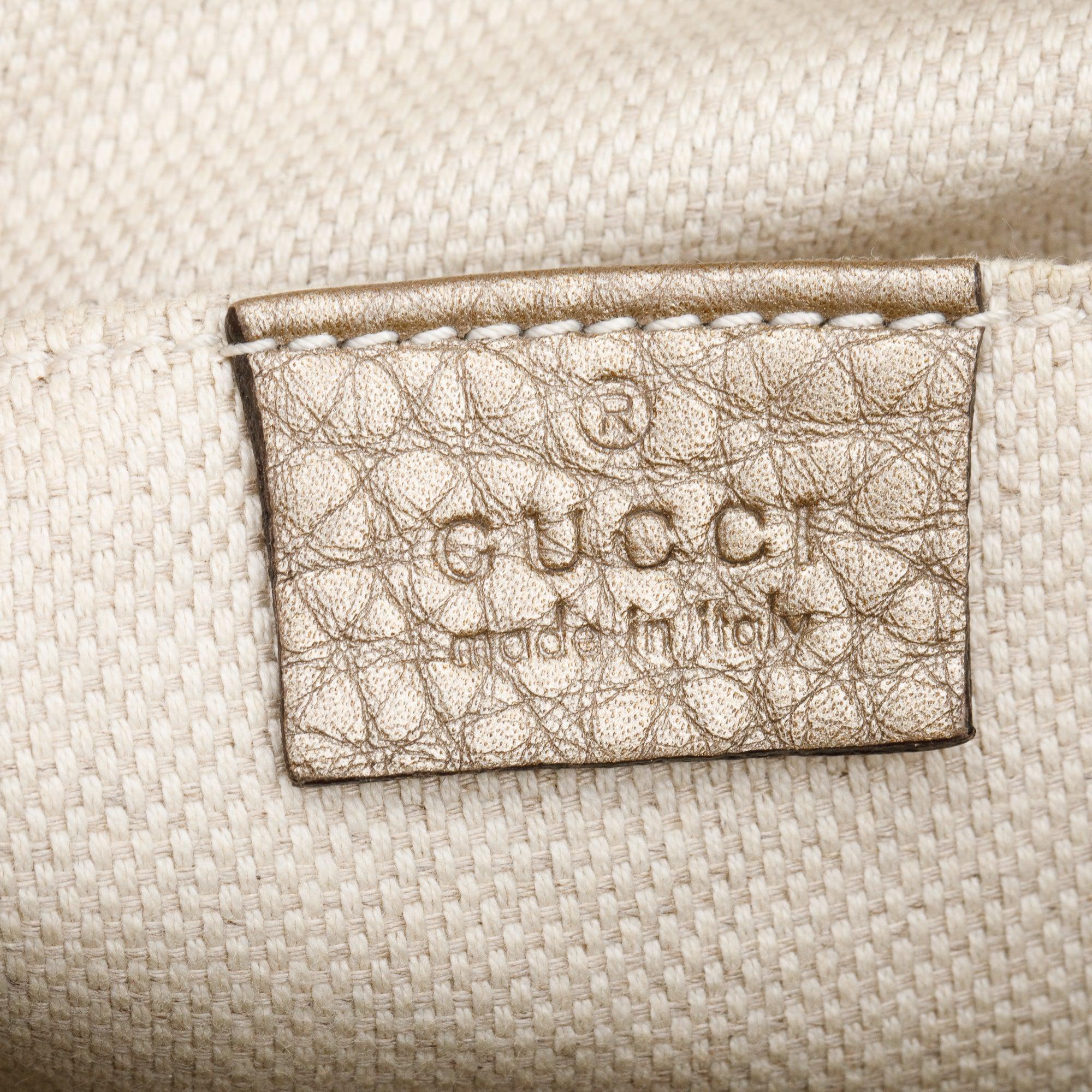 Gucci Metallic Gold Pebbled Calfskin Leather Small Soho Disco Bag