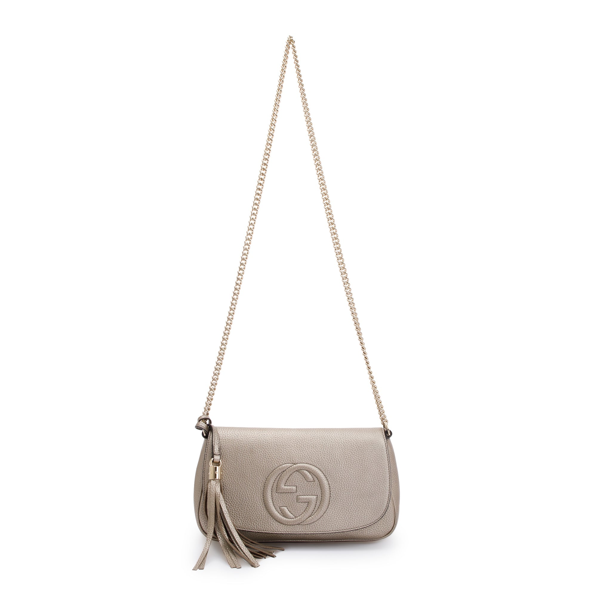 Gucci Metallic Grained Calfskin Leather Medium Soho Chain Crossbody Bag