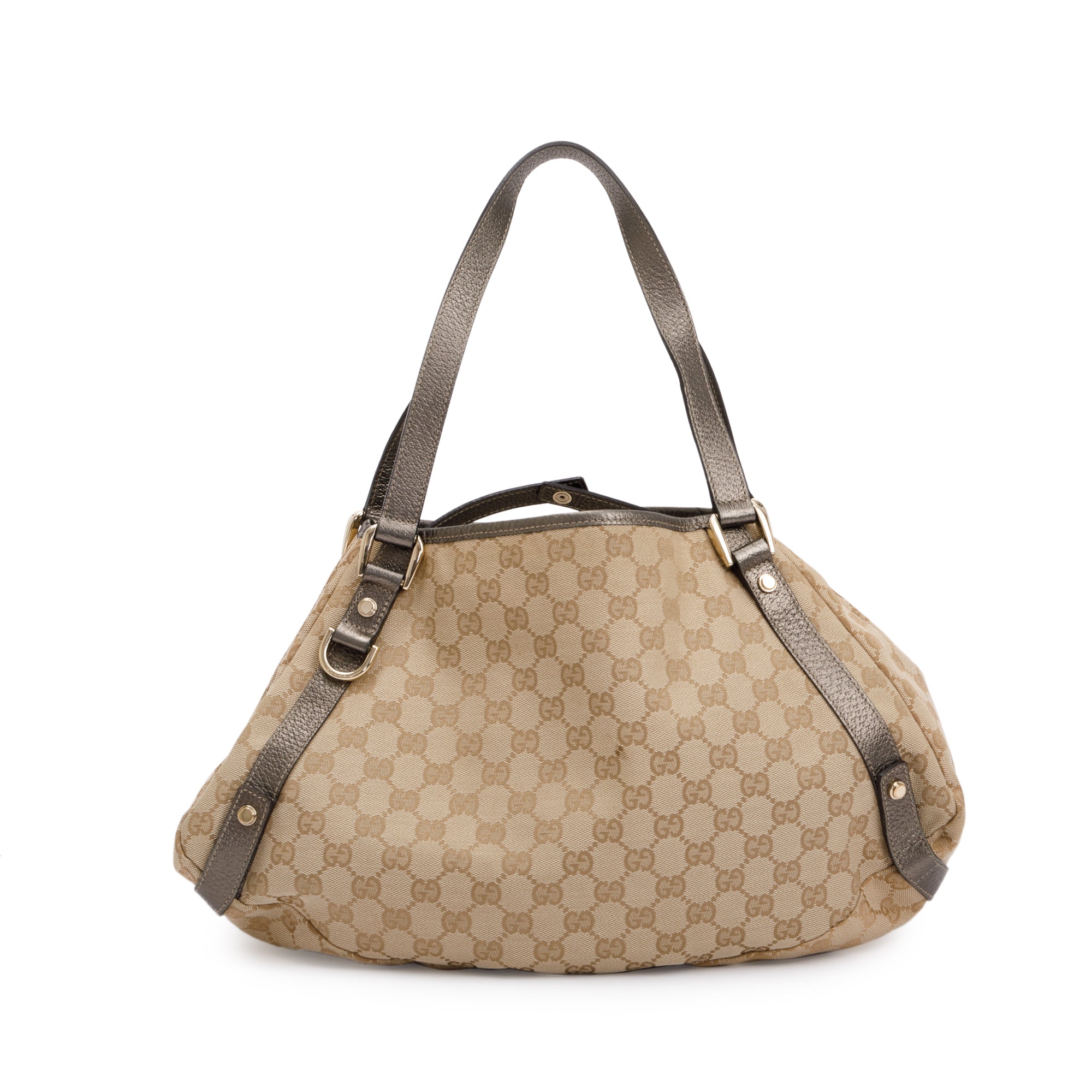 Gucci Metallic Leather Trim Medium GG Canvas Abbey Shoulder Bag