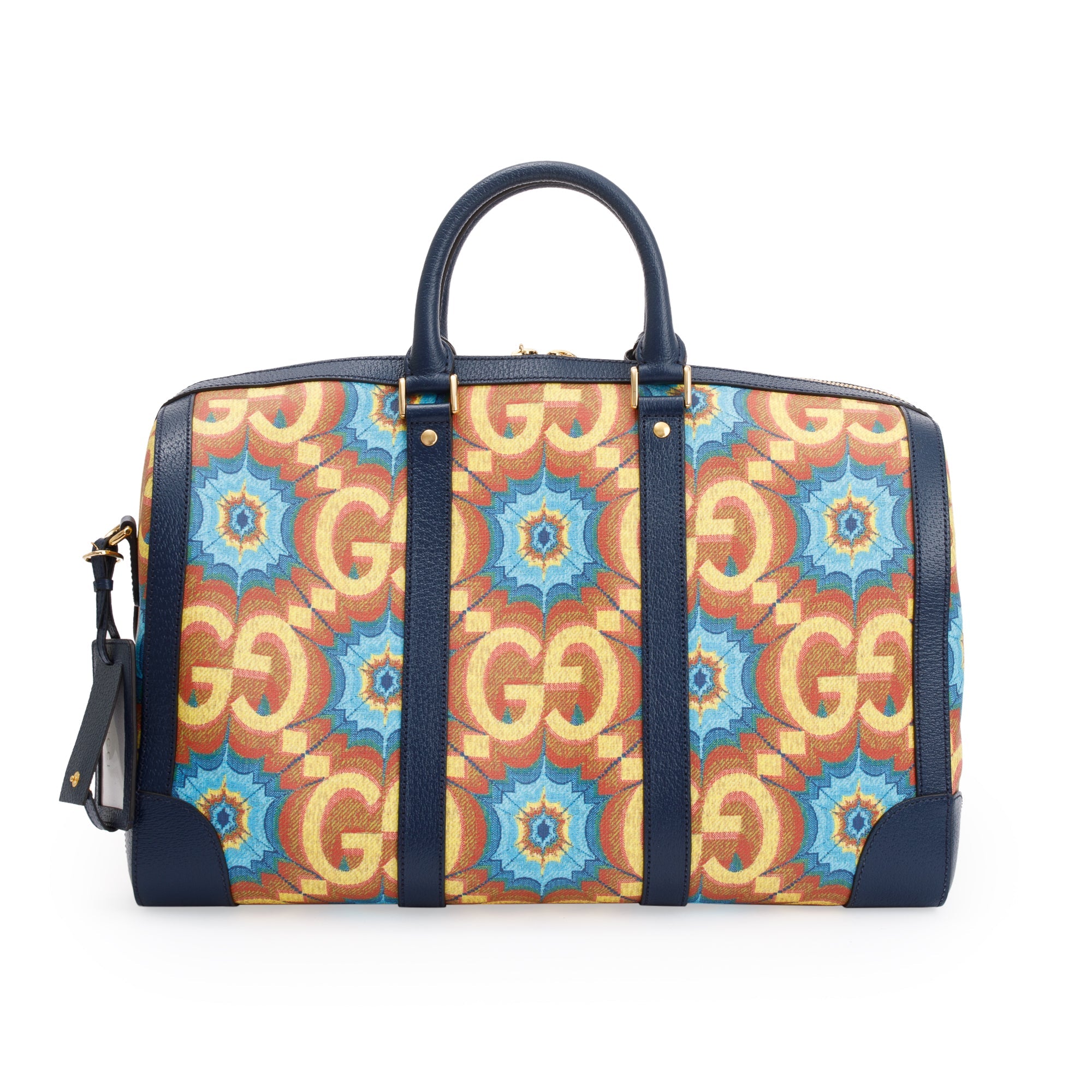 Gucci Mulricolour GG Supreme Kaleidoscope Calfskin Gucci 100 Carry-On Duffle Bag w/ Strap