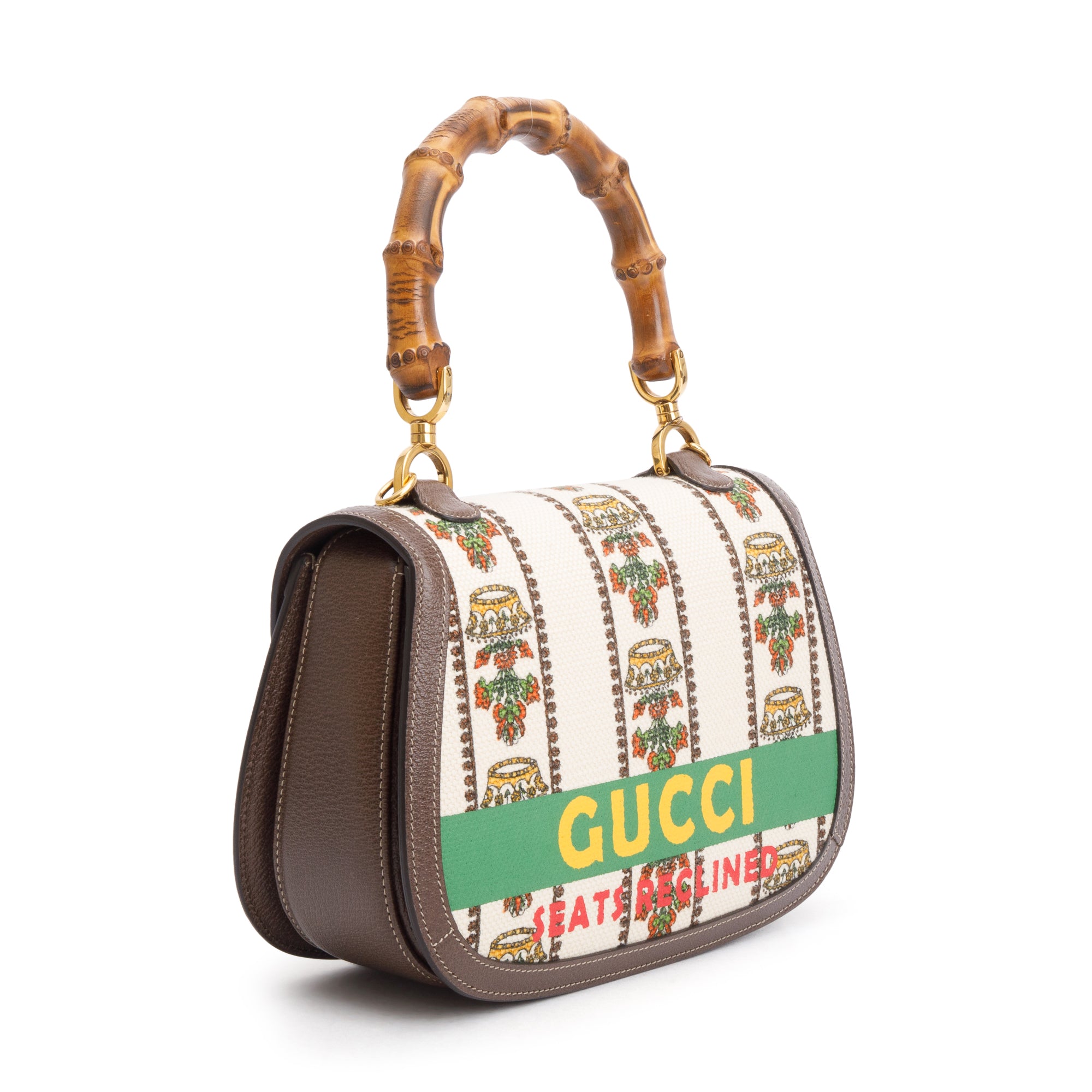 Gucci Multicolor 100 Music Canvas Bamboo 1947 Medium Top Handle Bag w/ Straps