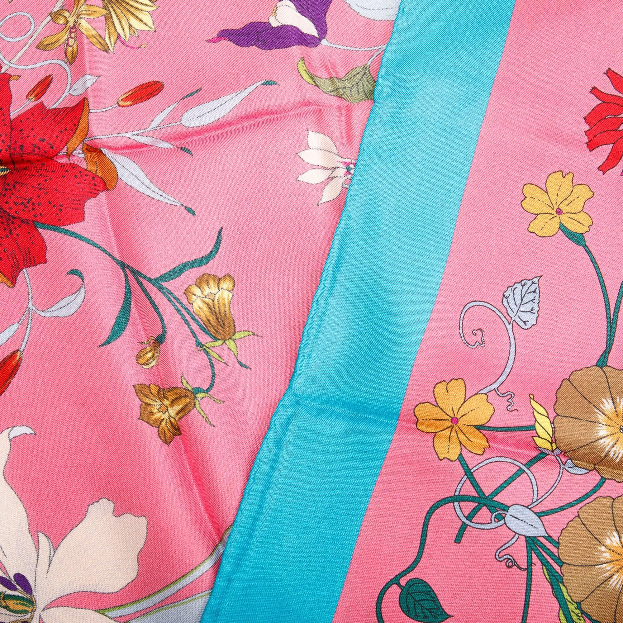 Gucci Multicolor Flora Print Silk Scarf