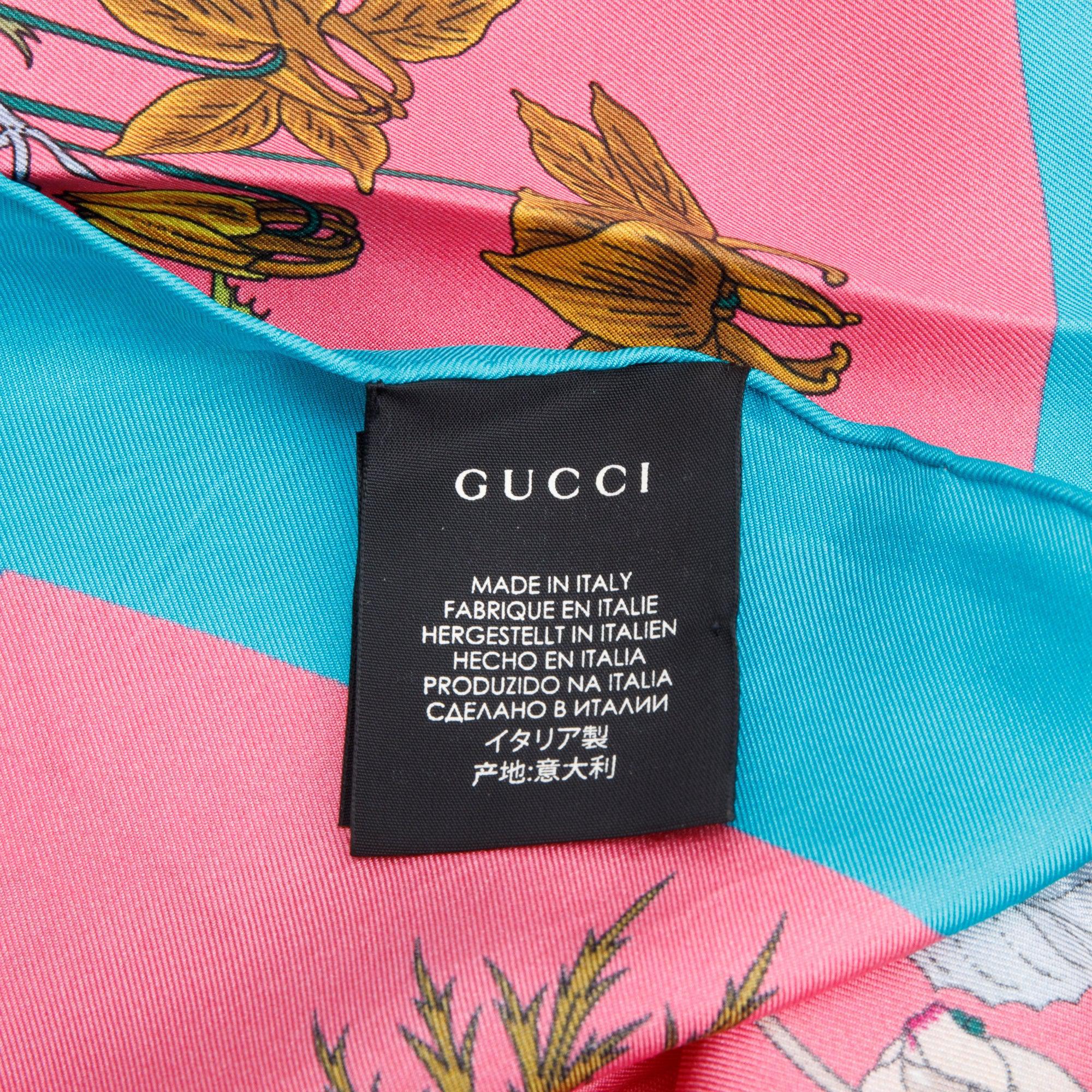 Gucci Multicolor Flora Print Silk Scarf