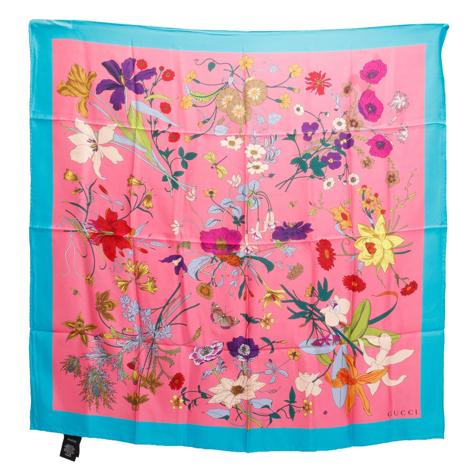 Gucci Multicolor Flora Print Silk Scarf