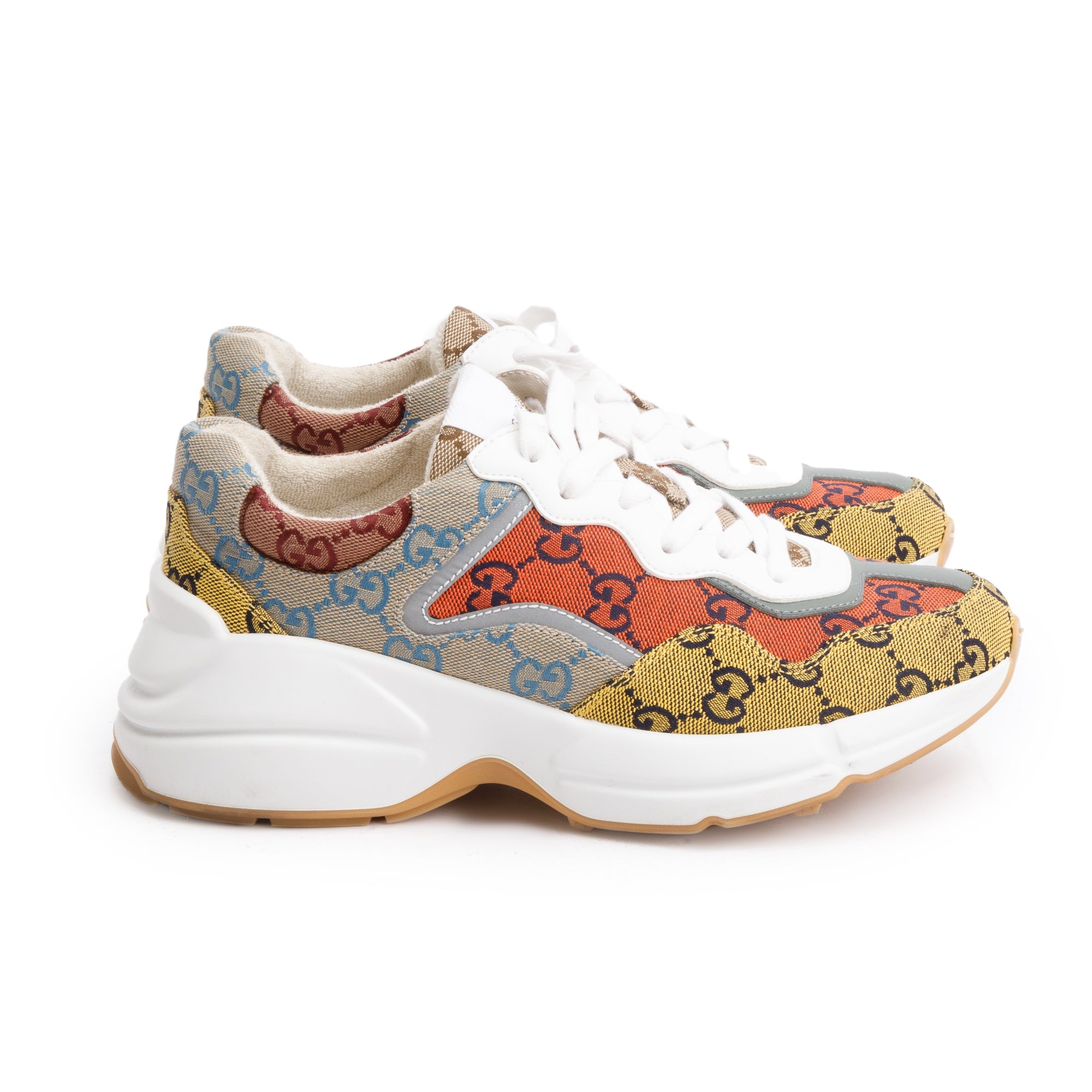 Gucci Multicolor GG Canvas Women's Rhyton Sneakers, Size 37 w/ Box
