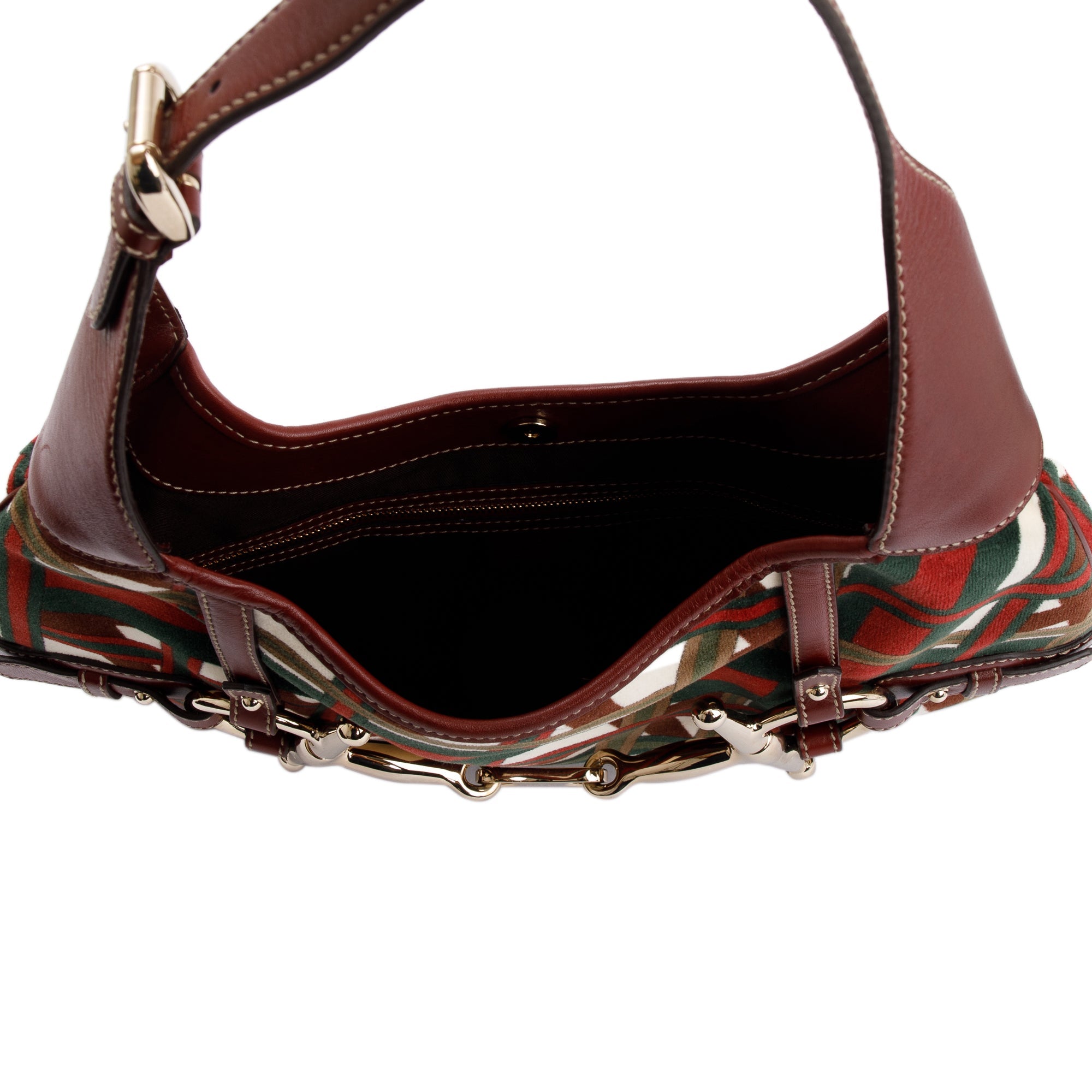 Gucci Multicolour Velvet Burgundy Leather 85th Anniversary Horsebit Hobo