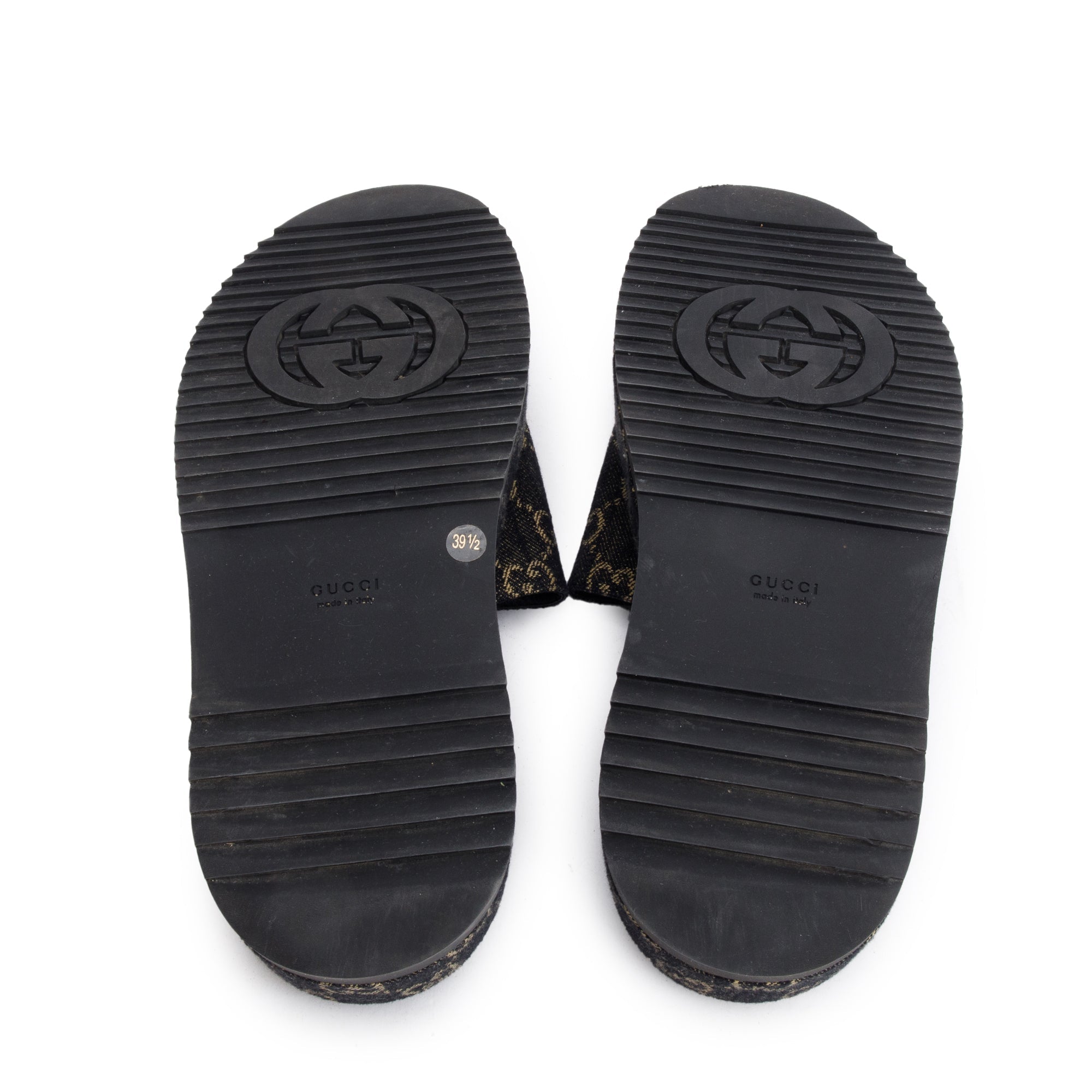 Gucci Navy GG Denim Patform Slide Sandal, Size 39.5 w/ Box