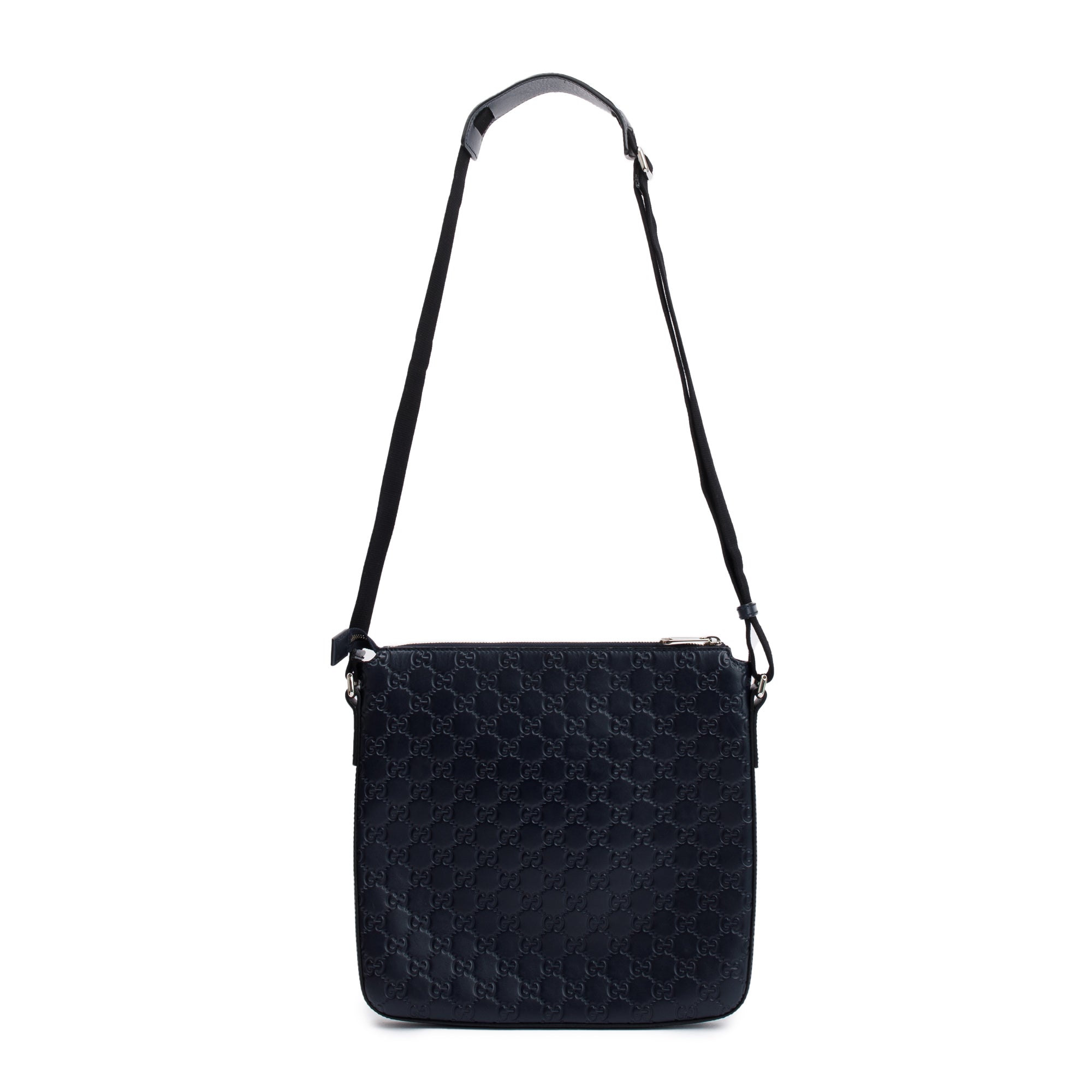 Gucci Navy GG Signature Leather Medium Messenger Bag