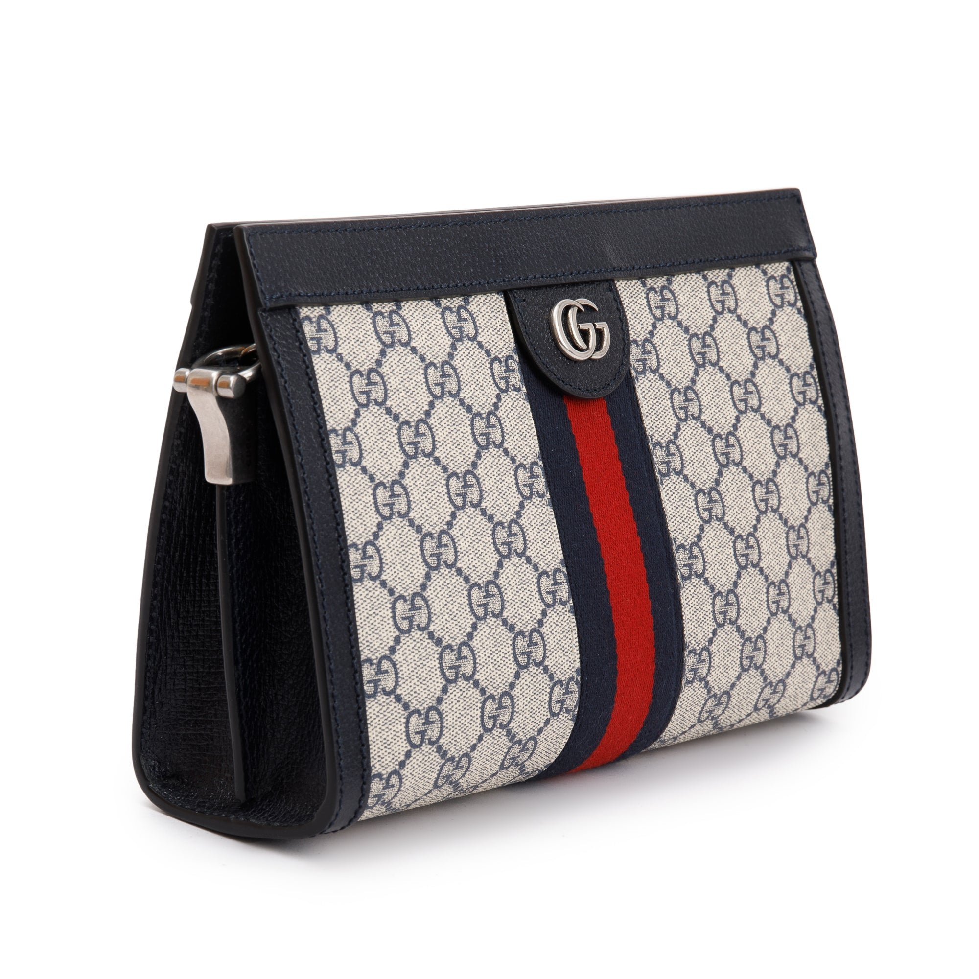 Gucci Navy GG Supreme Ophidia GG Small Shoulder Bag w/ Box