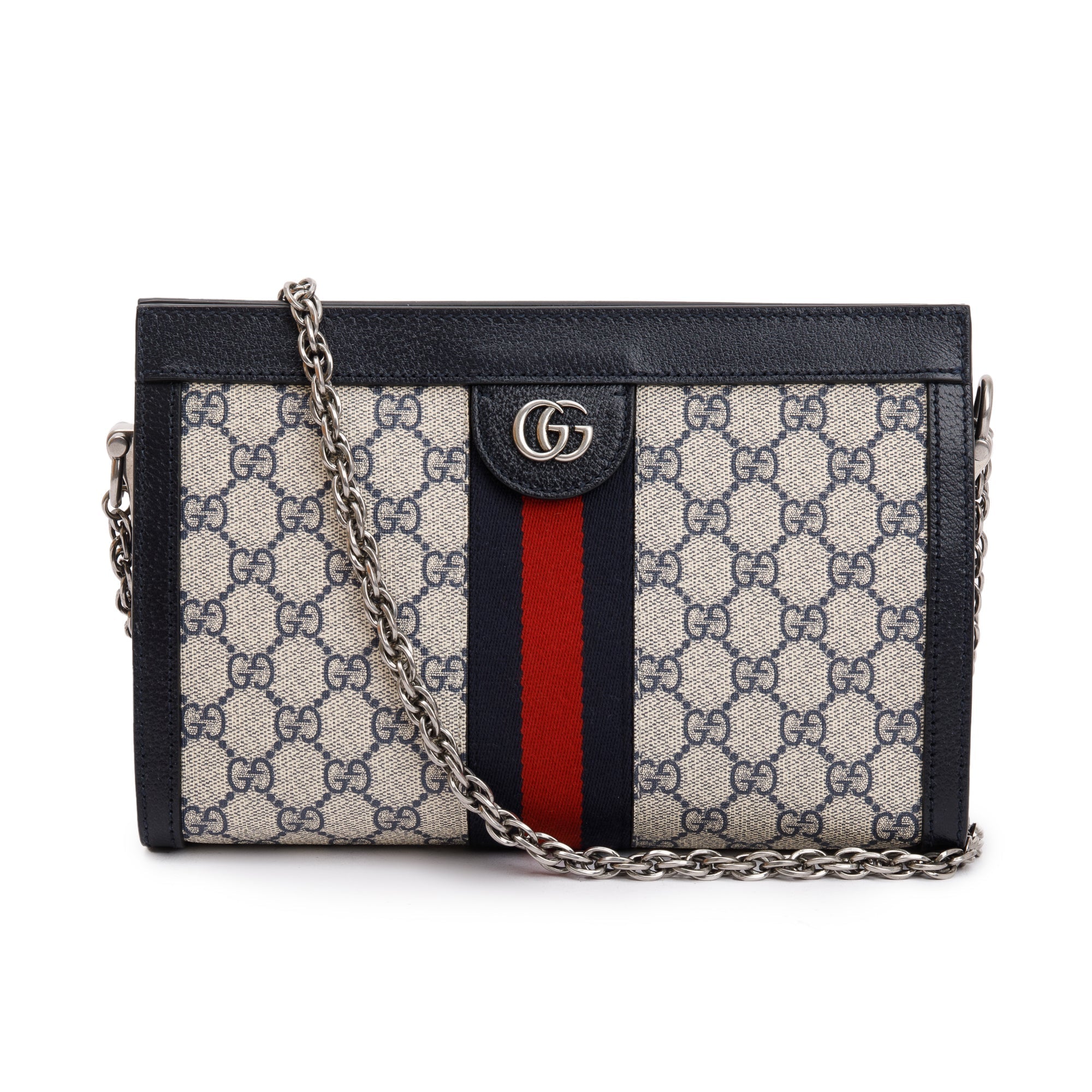 Gucci Navy GG Supreme Ophidia GG Small Shoulder Bag w/ Box