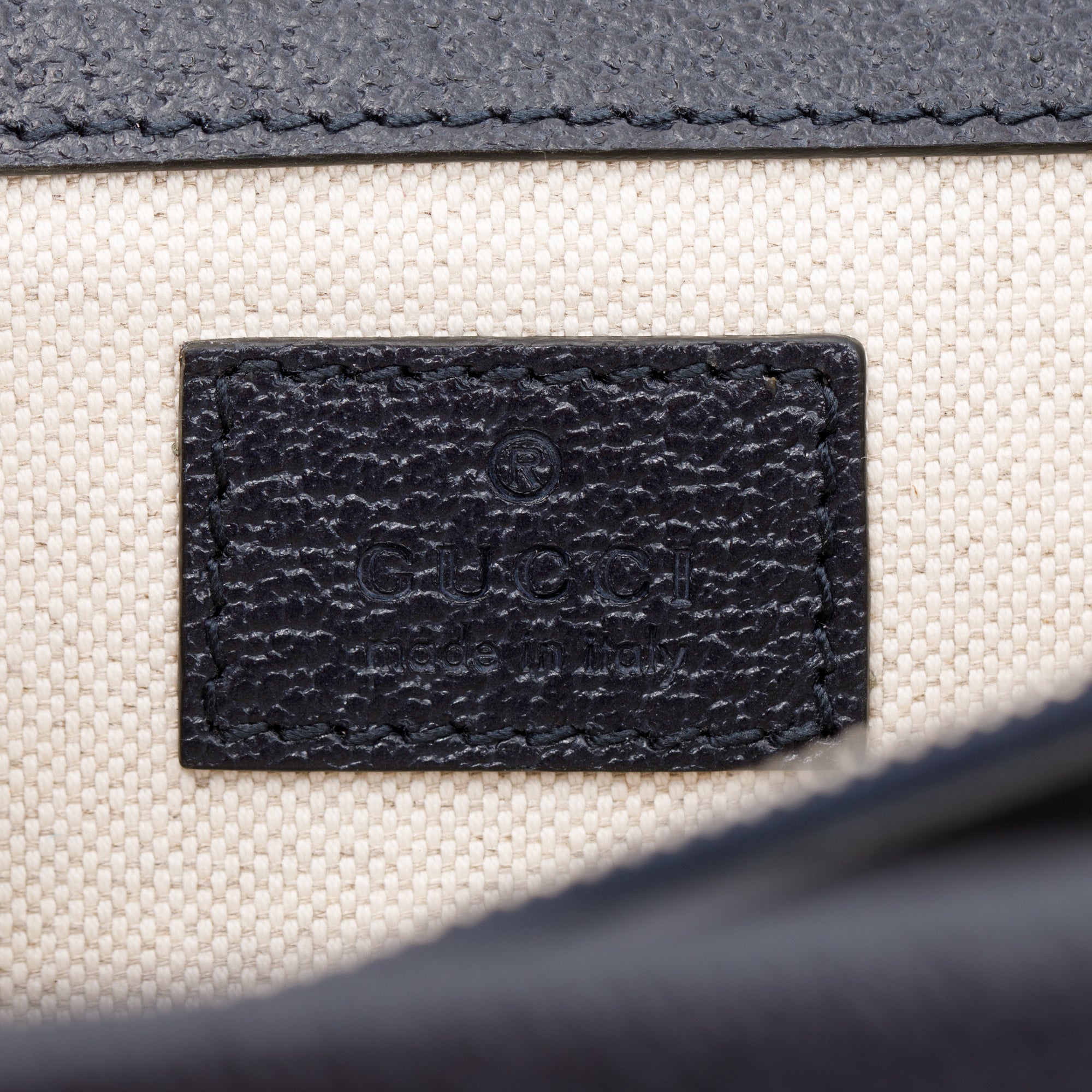 Gucci Navy Leather Trimmed GG Supreme Dionysus Small Shoulder Bag