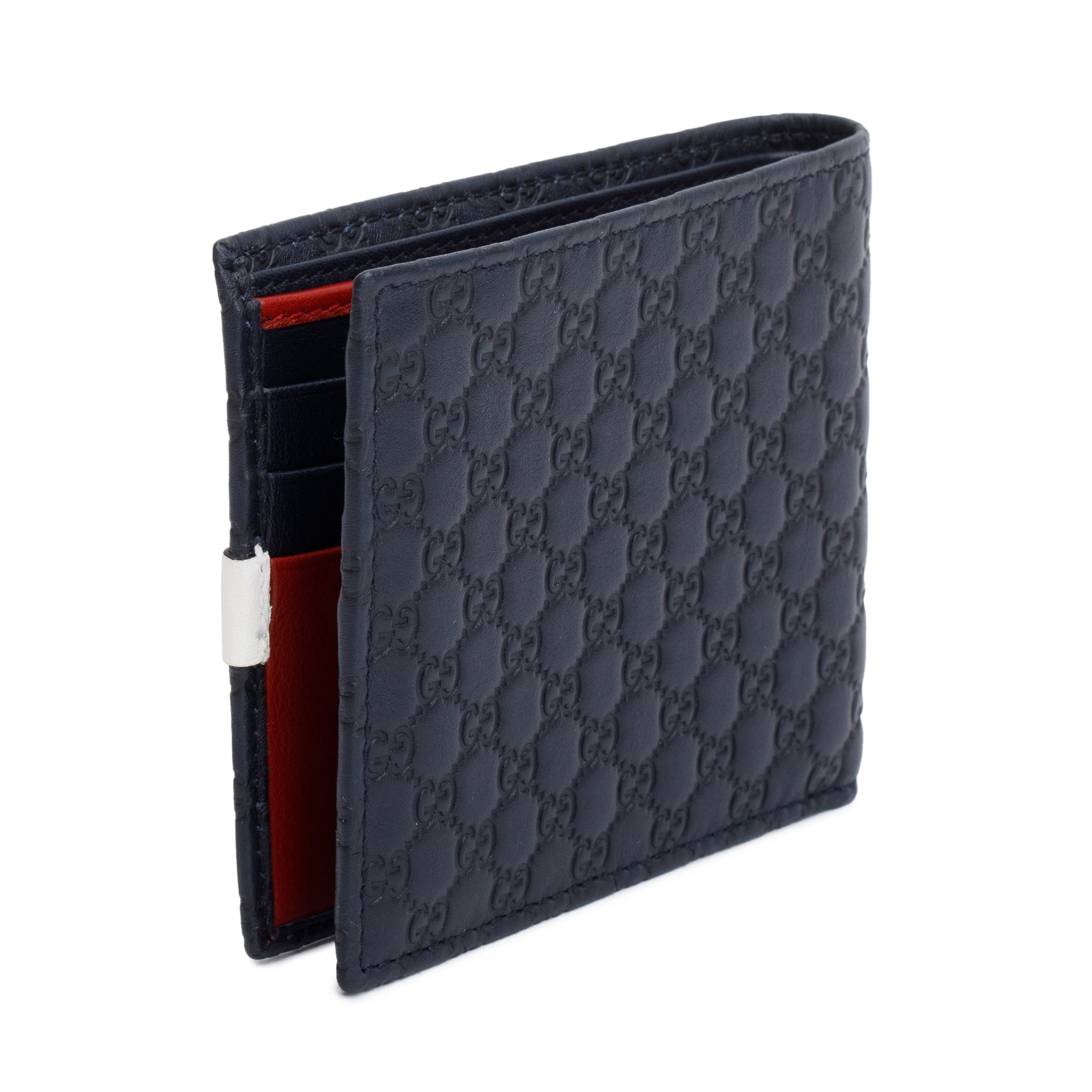 Gucci Navy Microguccissima Leather Bifold Wallet w/ Box