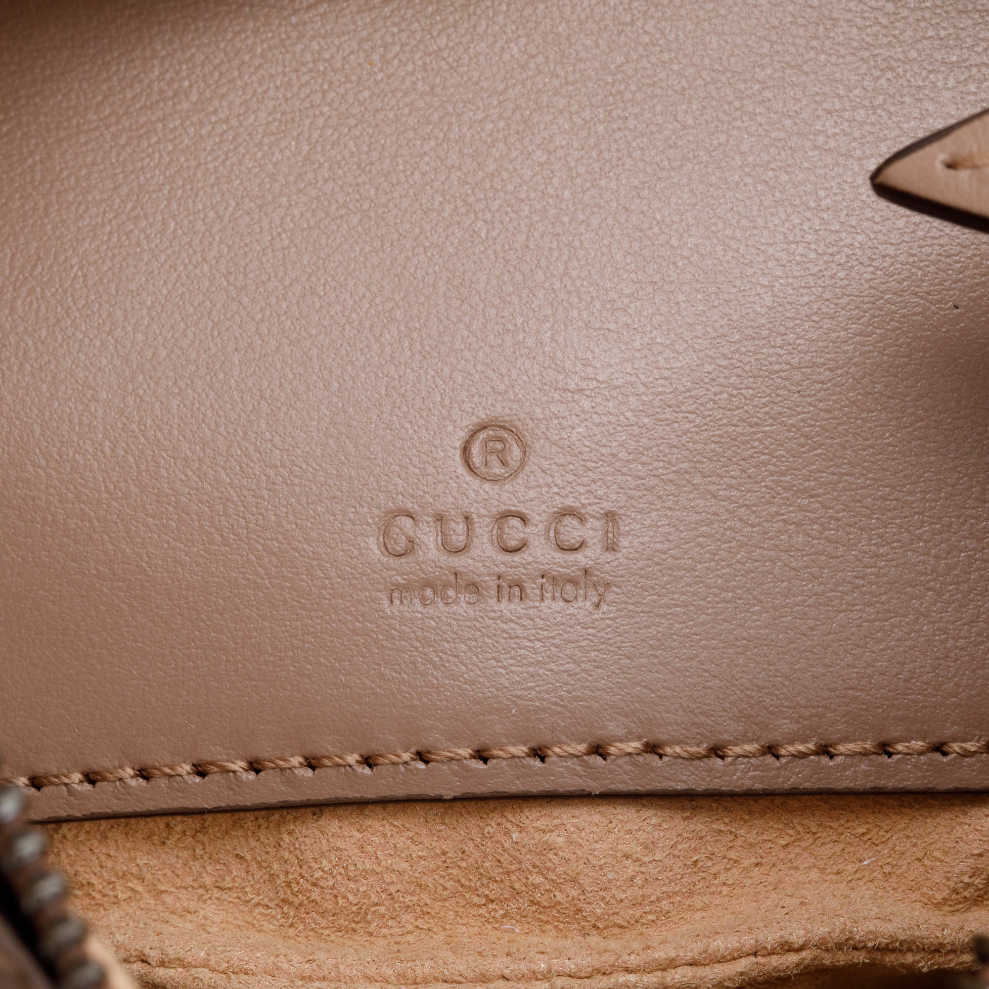 Gucci Neutral GG Marmont Half-Moon Shaped Mini Bag