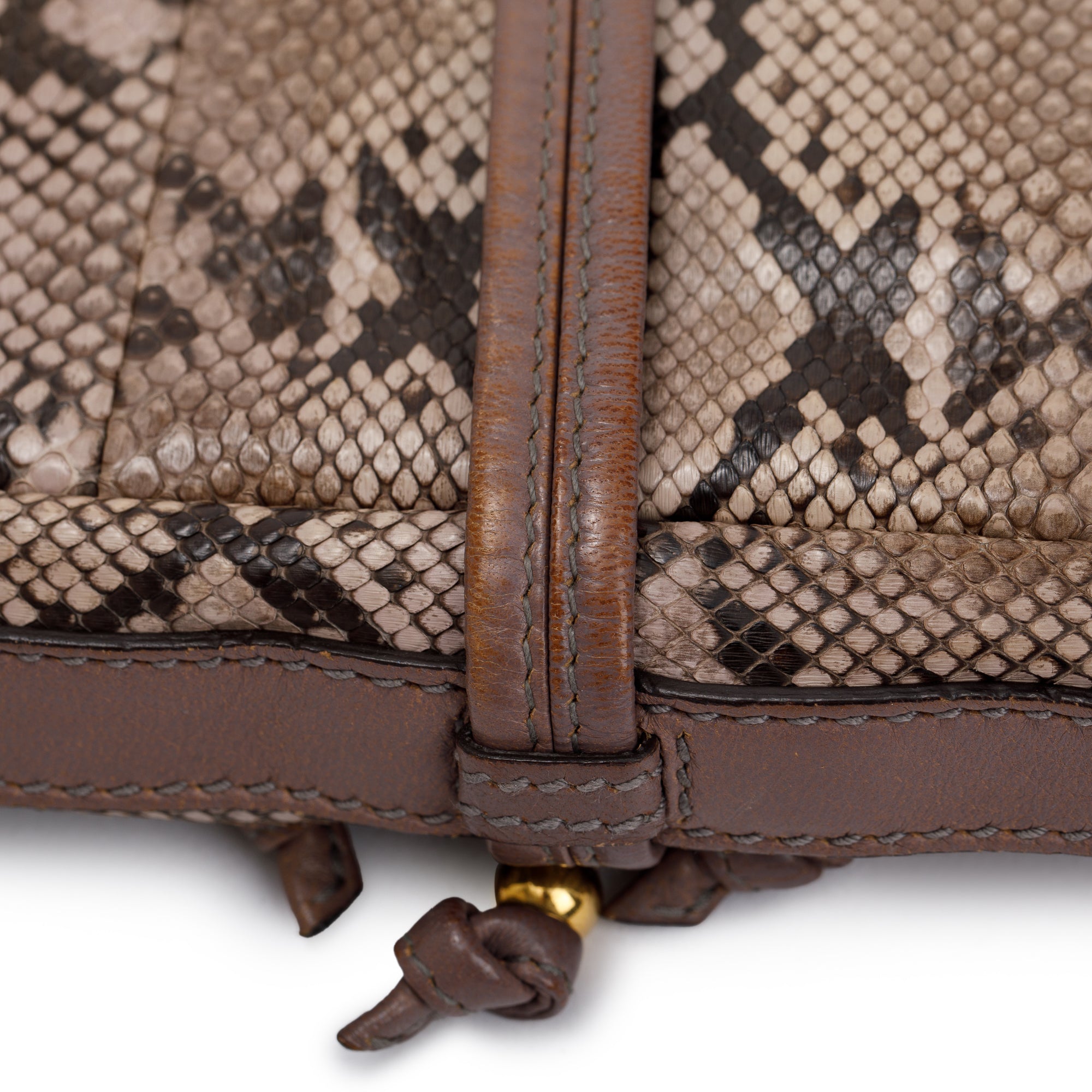 Gucci Neutrals Python Bamboo Croisette Evening Bag