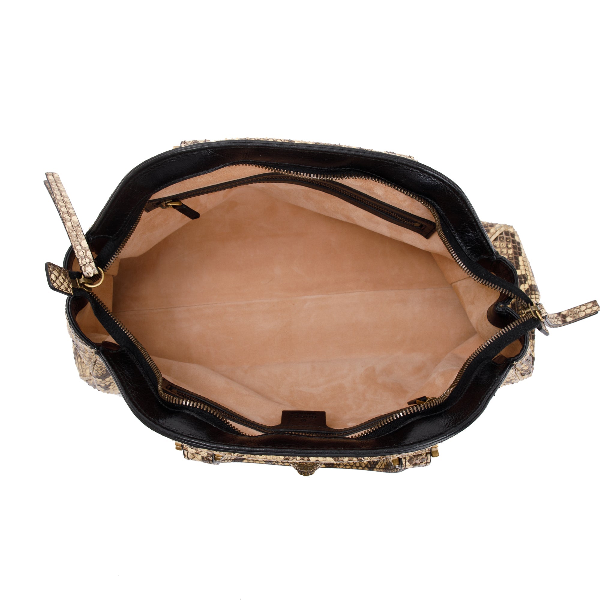 Gucci Neutrals Python Medium RE(Belle) Shoulder Bag w/ Strap