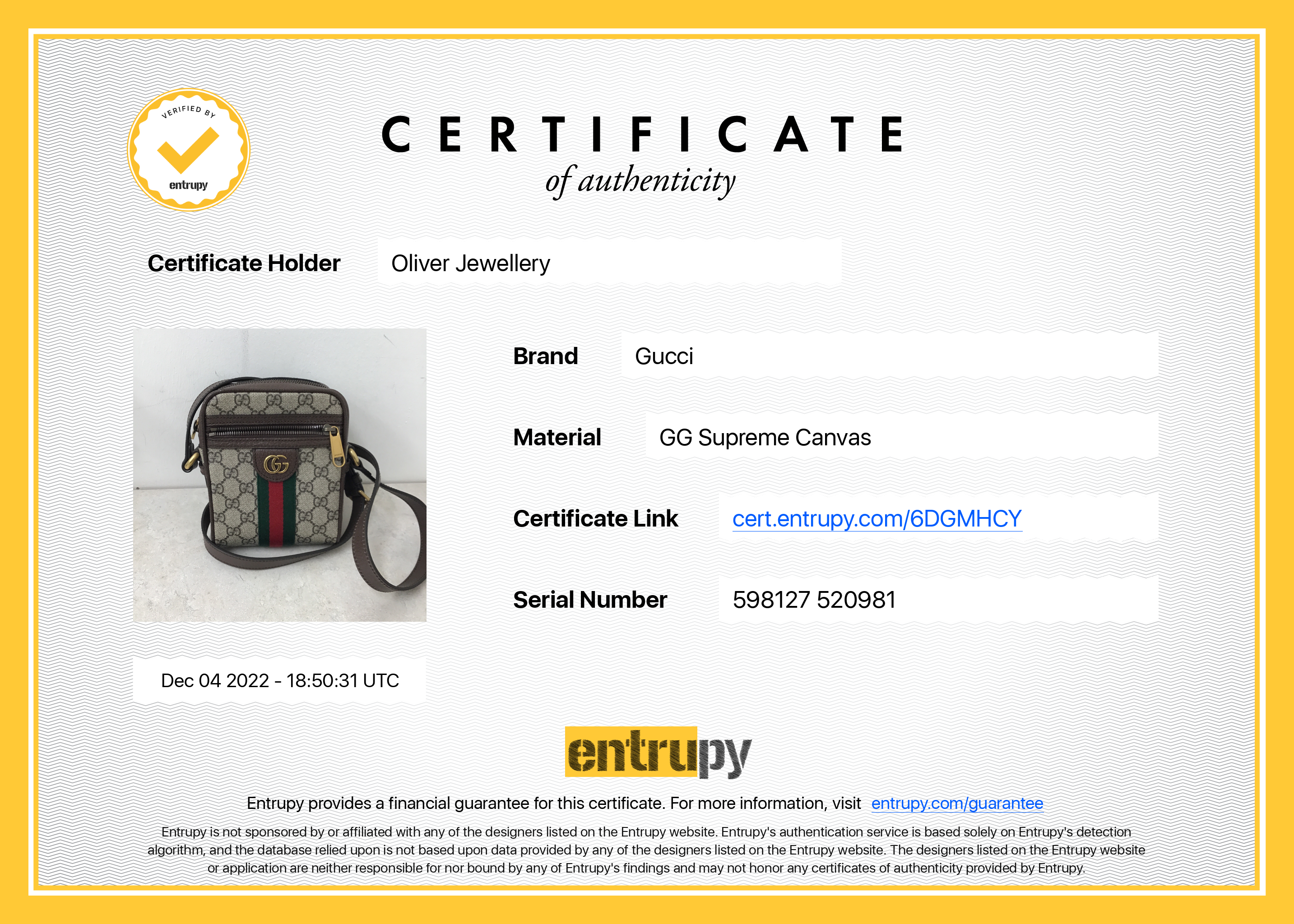 Gucci Ophidia GG Supreme Small Shoulder Bag w/ Box