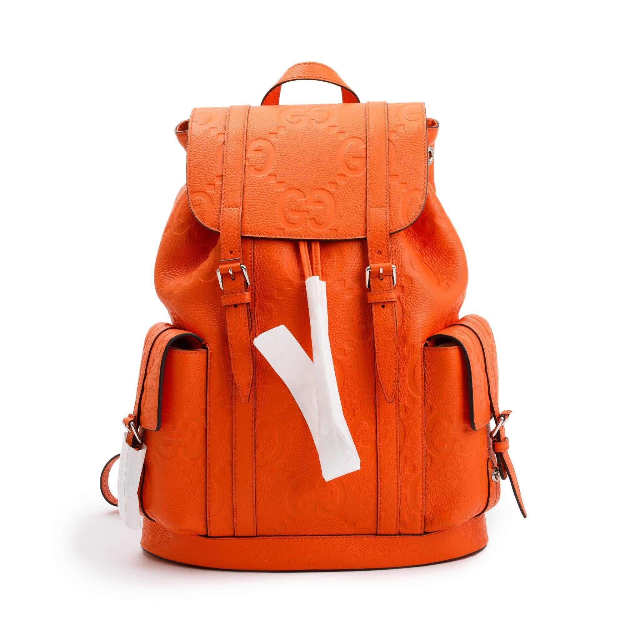 Gucci Orange Jumbo GG Leather Backpack