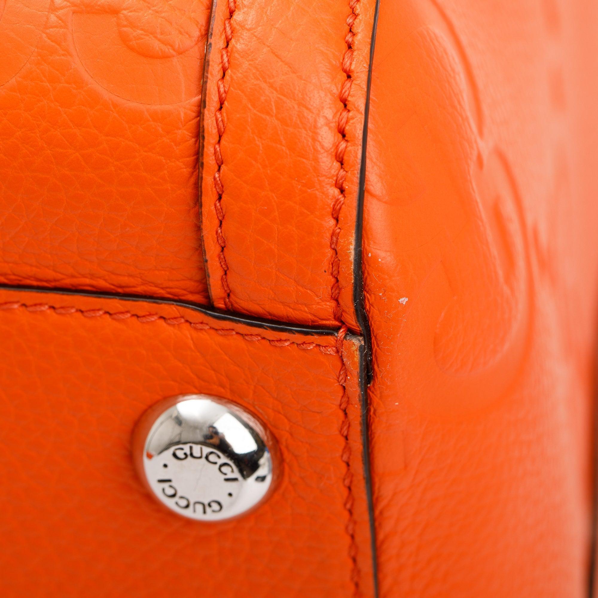 Gucci Orange Jumbo GG Leather Large Duffle Bag w/ Strap