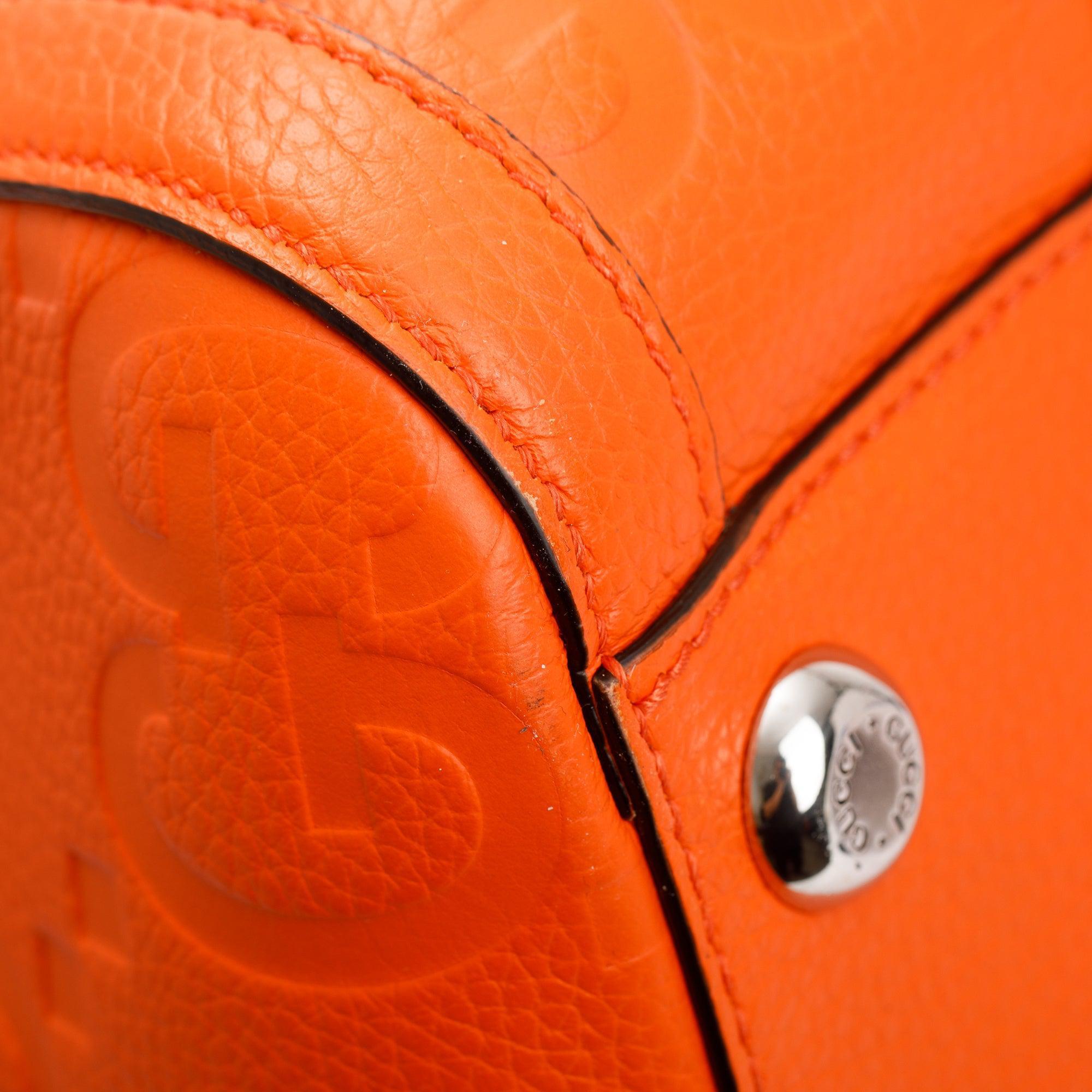 Gucci Orange Jumbo GG Leather Large Duffle Bag w/ Strap