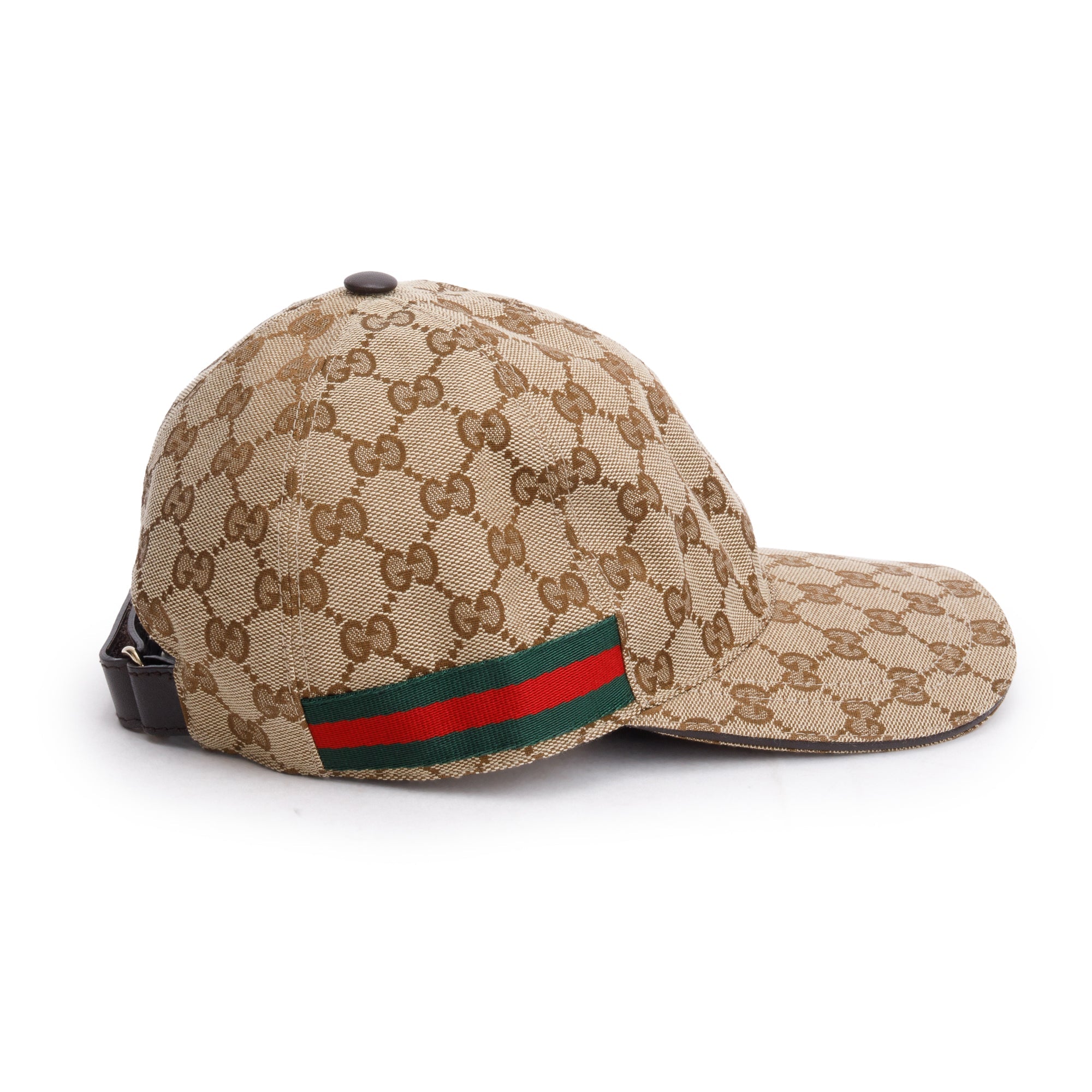 Gucci Original GG Canvas Baseball Hat with Web, Size S 57