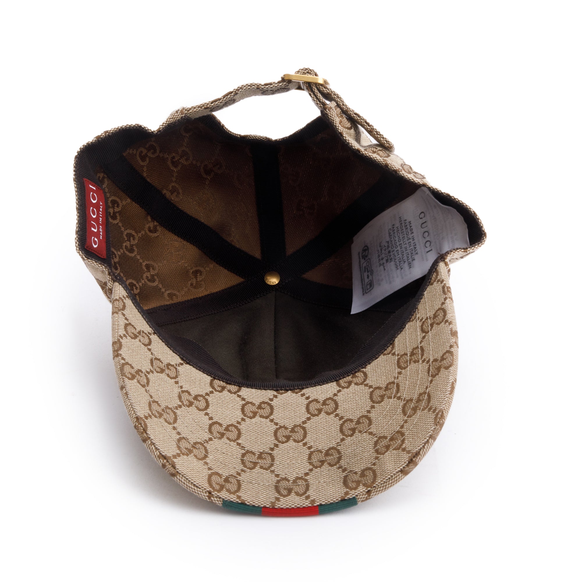 Gucci Original GG Canvas Baseball Hat with Web, Size XL 60