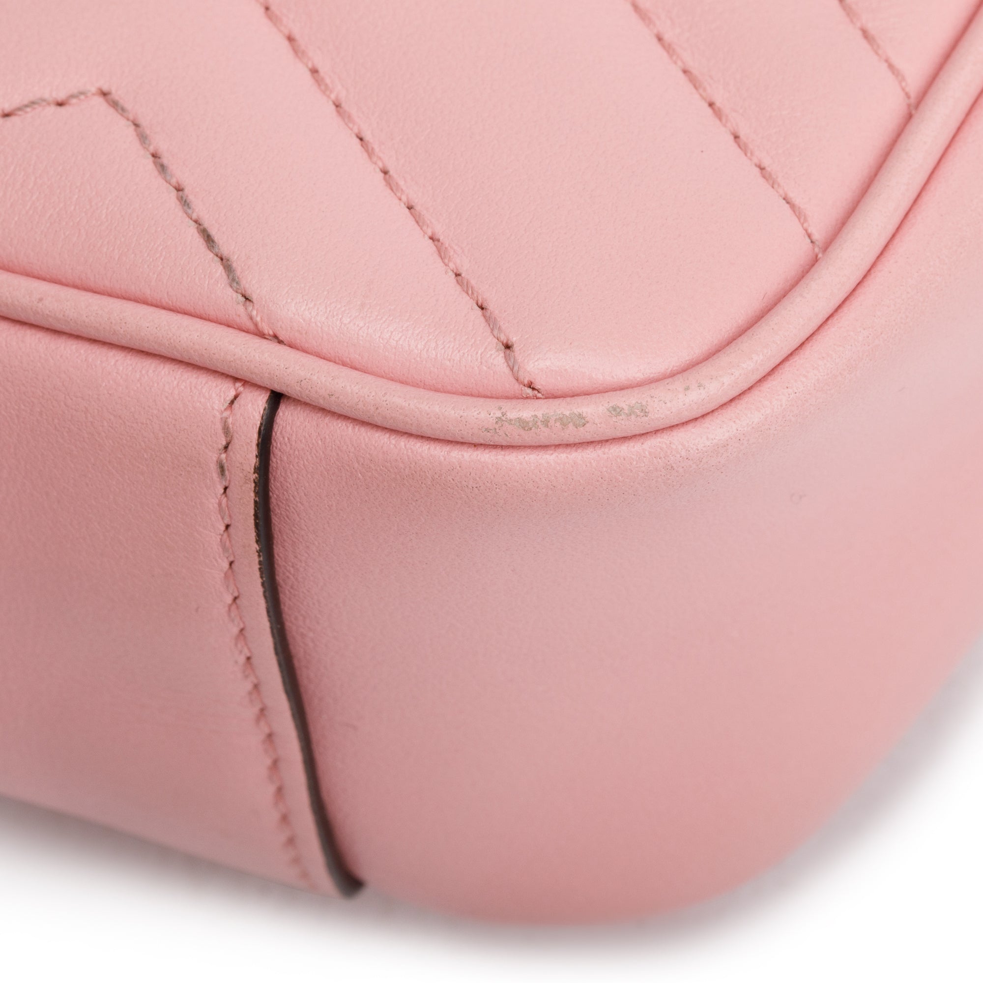 Gucci Pink Calfskin Matelasse GG Marmont Mini Shoulder Bag