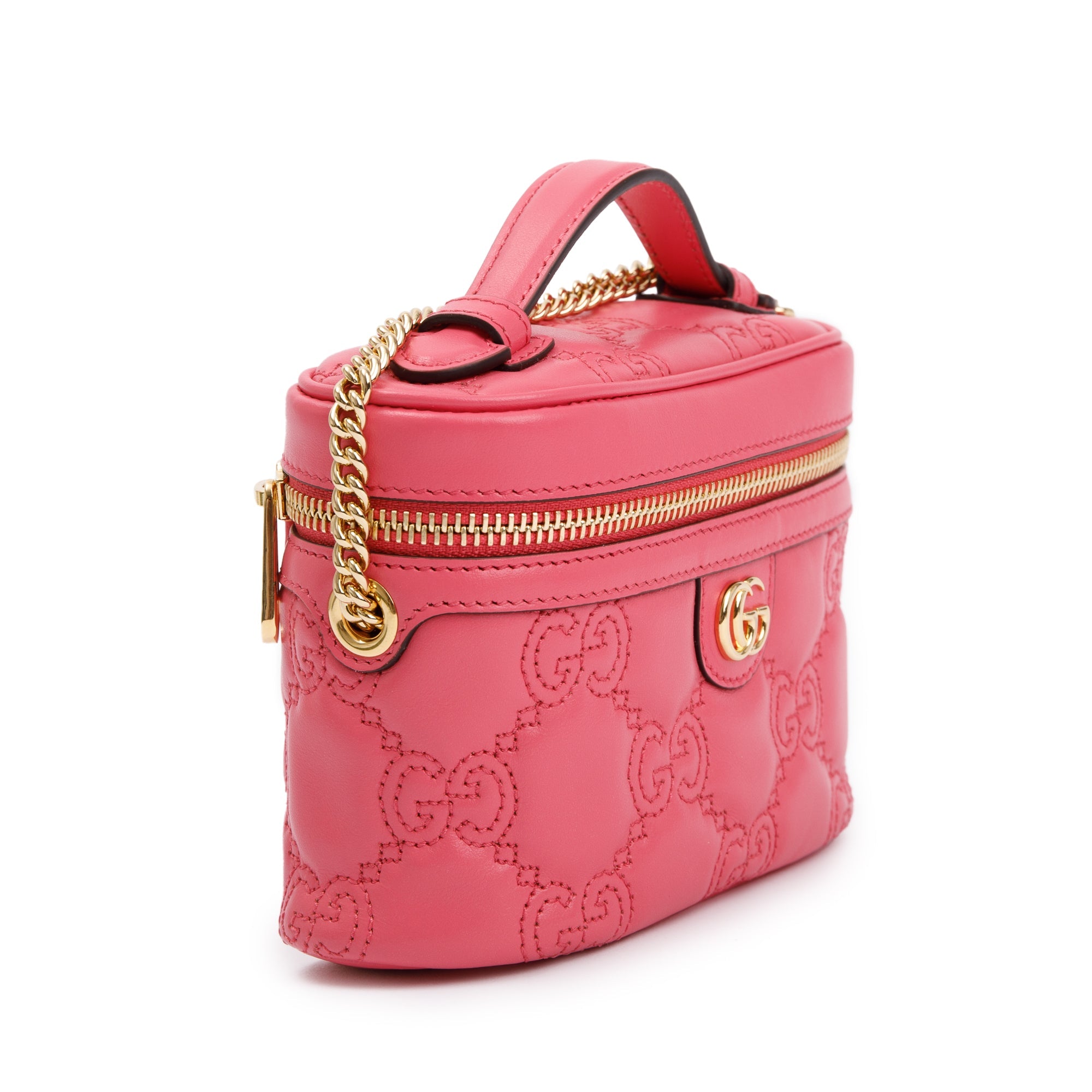 Gucci Pink GG Marmont Matelasse Leather Mini Top Handle Bag