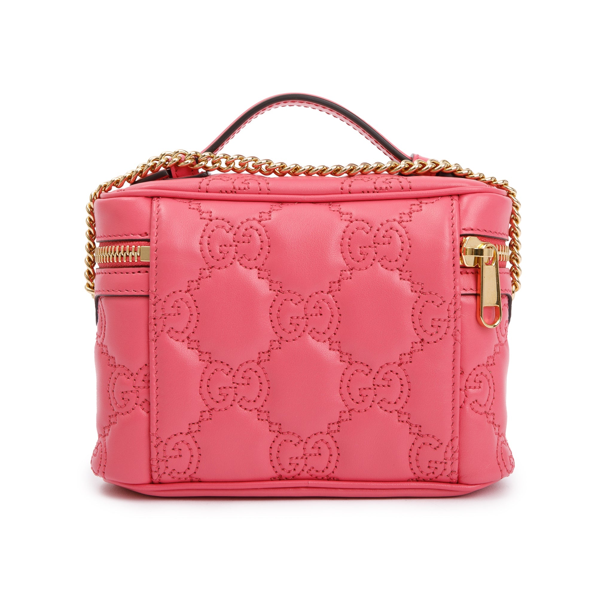 Gucci Pink GG Marmont Matelasse Leather Mini Top Handle Bag