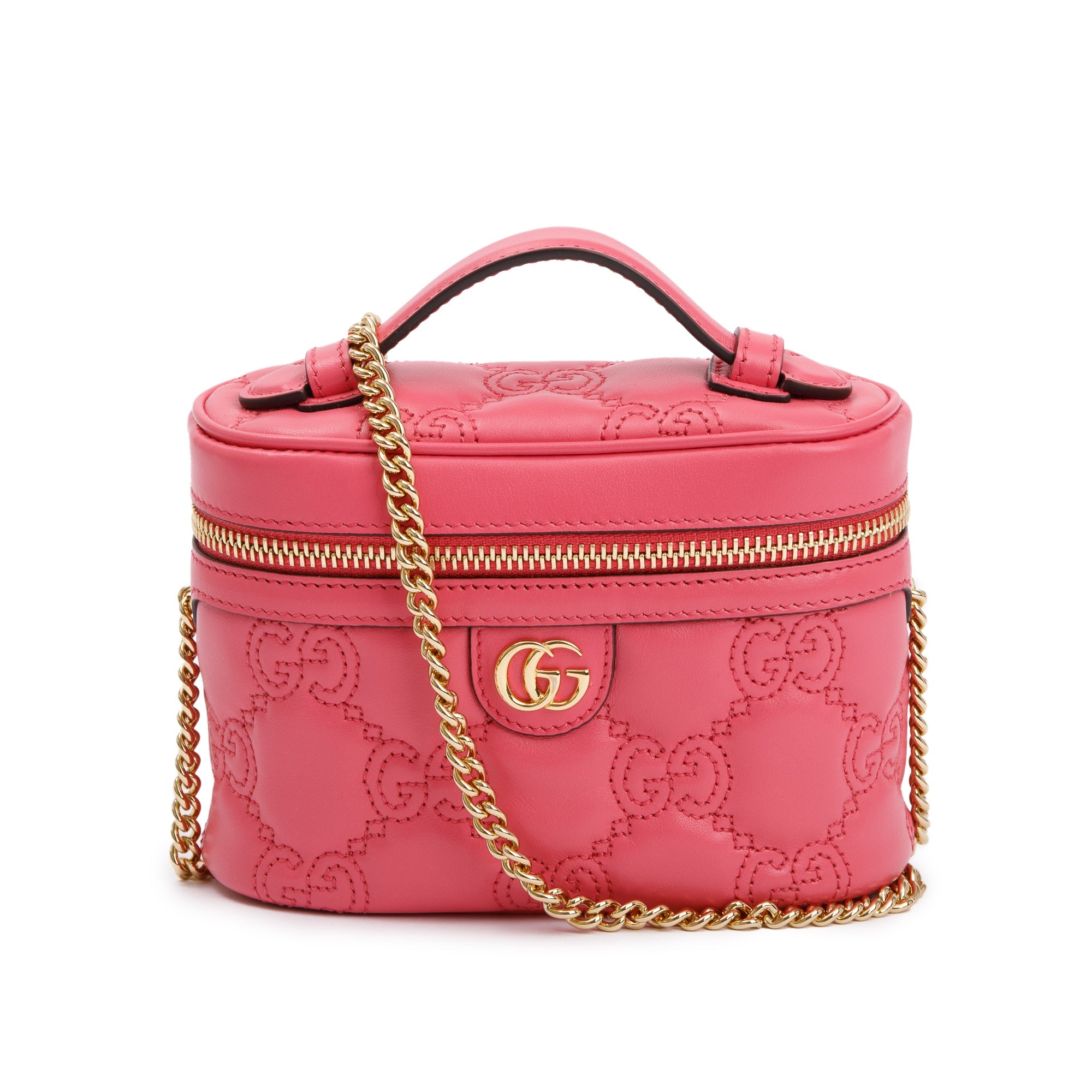 Gucci Pink GG Marmont Matelasse Leather Mini Top Handle Bag