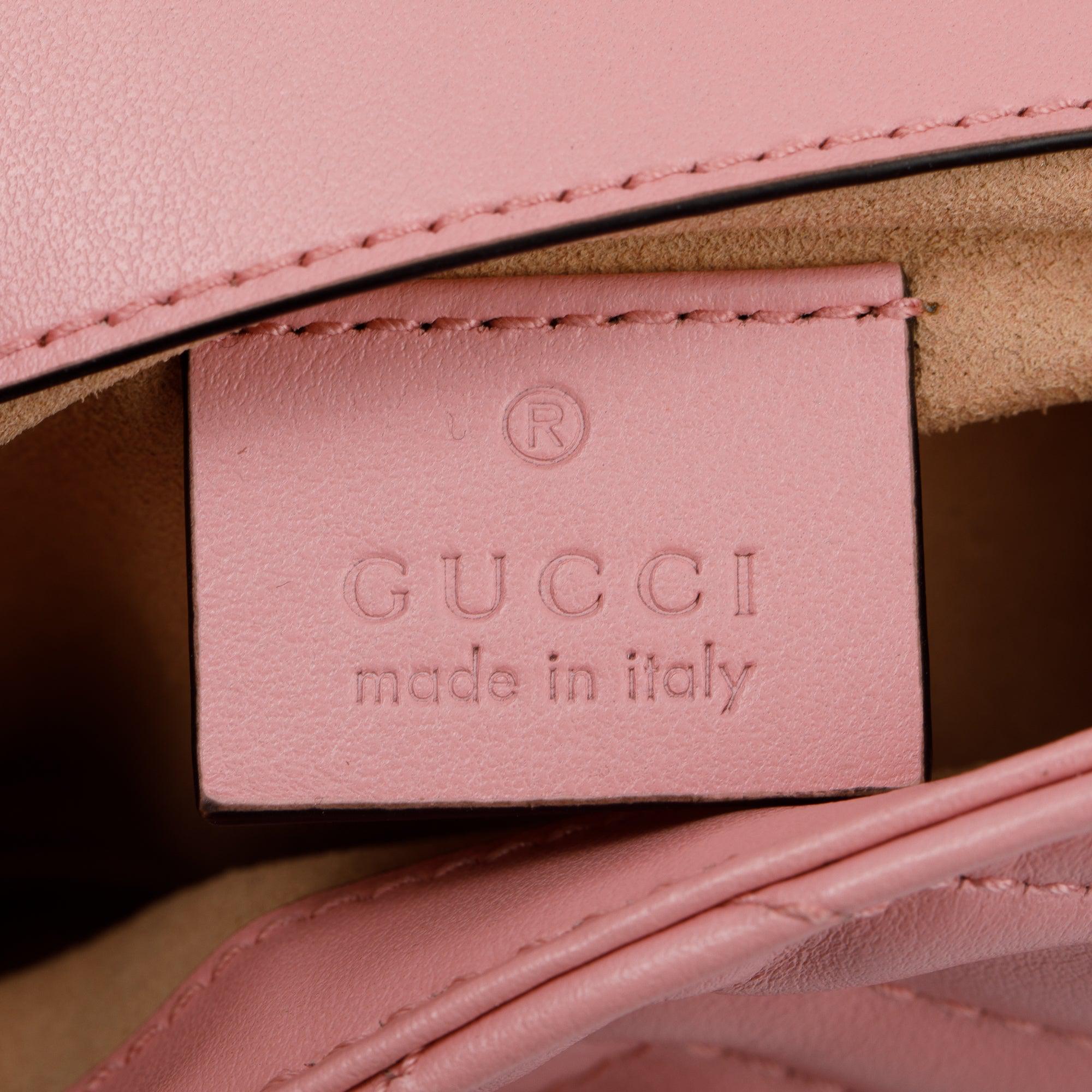 Gucci Pink GG Marmont Matelasse Leather Super Mini Bag w/ Box