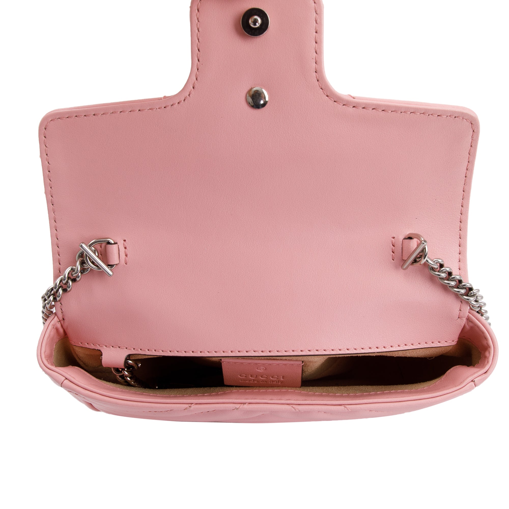 Gucci Pink GG Marmont Matelasse Leather Super Mini Bag w/ Box