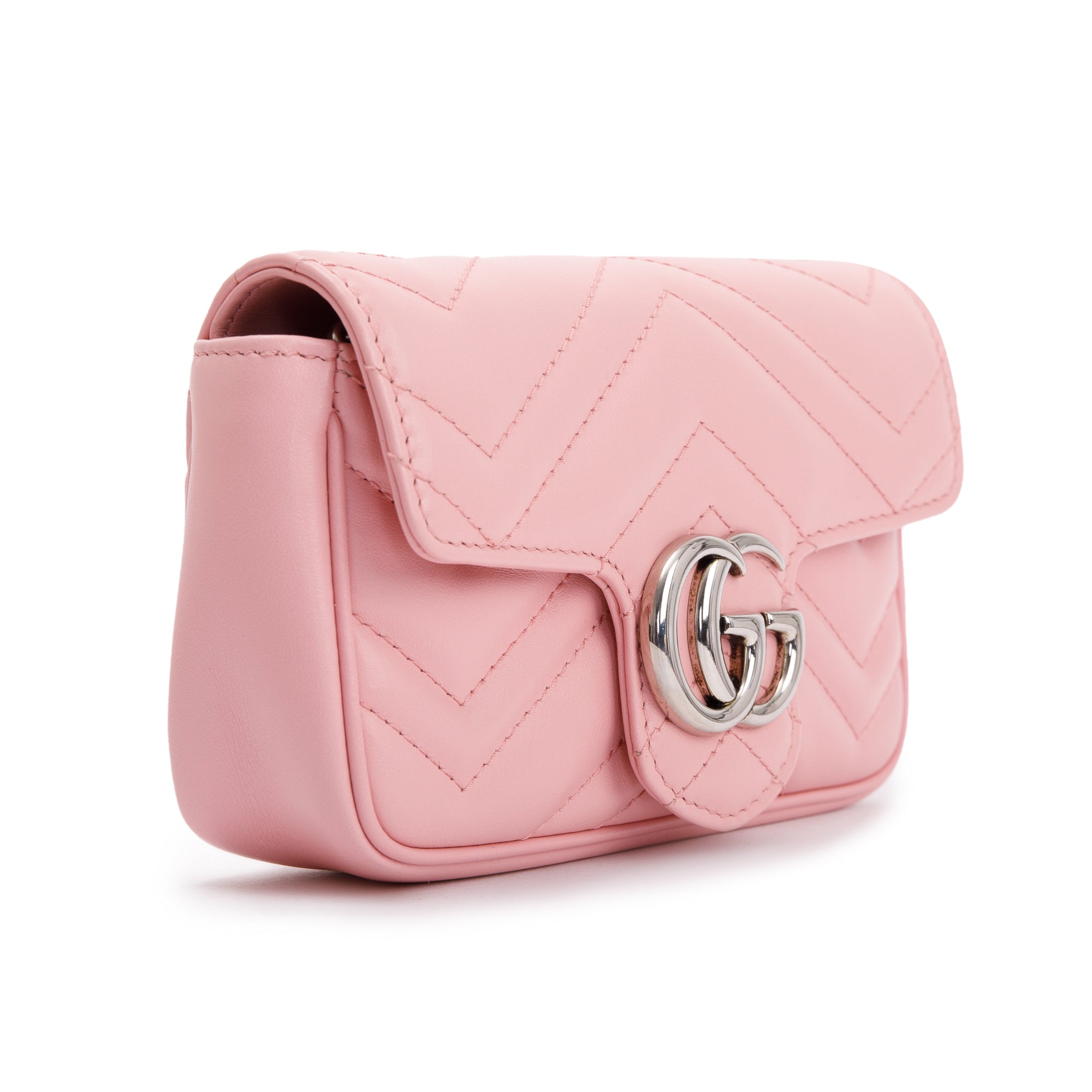 Gucci Pink GG Marmont Matelasse Leather Super Mini Bag w/ Box