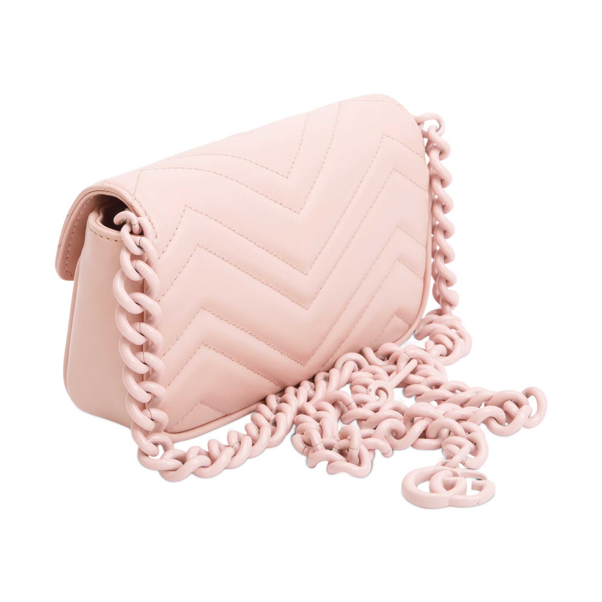 Gucci Pink GG Marmont Matelasse Monochrome Belt Bag w/ Box