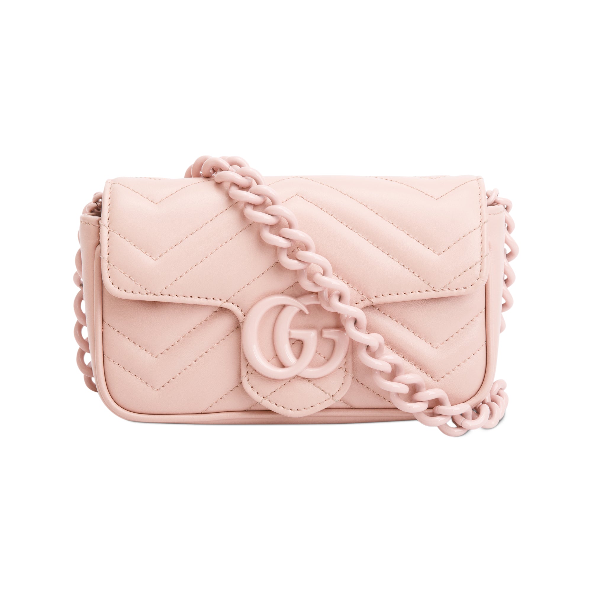 Gucci Pink GG Marmont Matelasse Monochrome Belt Bag w/ Box