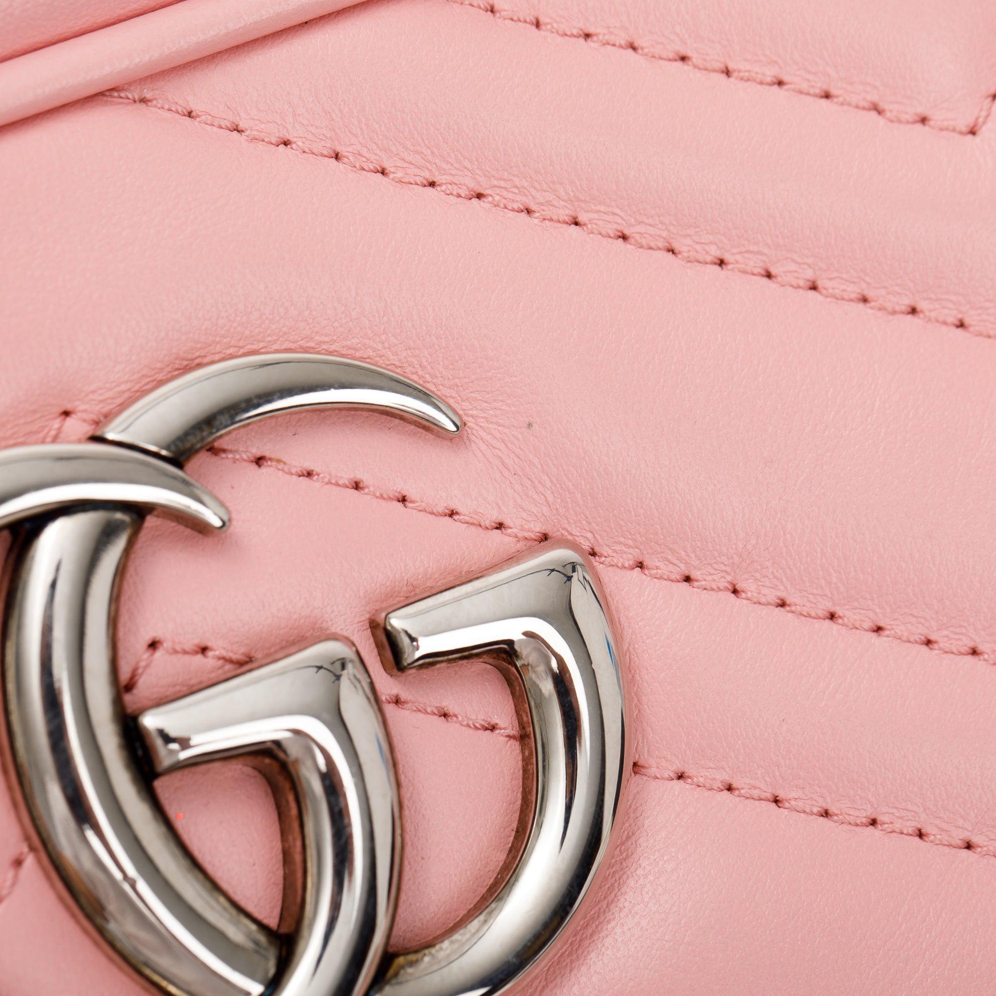 Gucci Pink GG Marmont Matelasse Small Shoulder Bag w/ Box