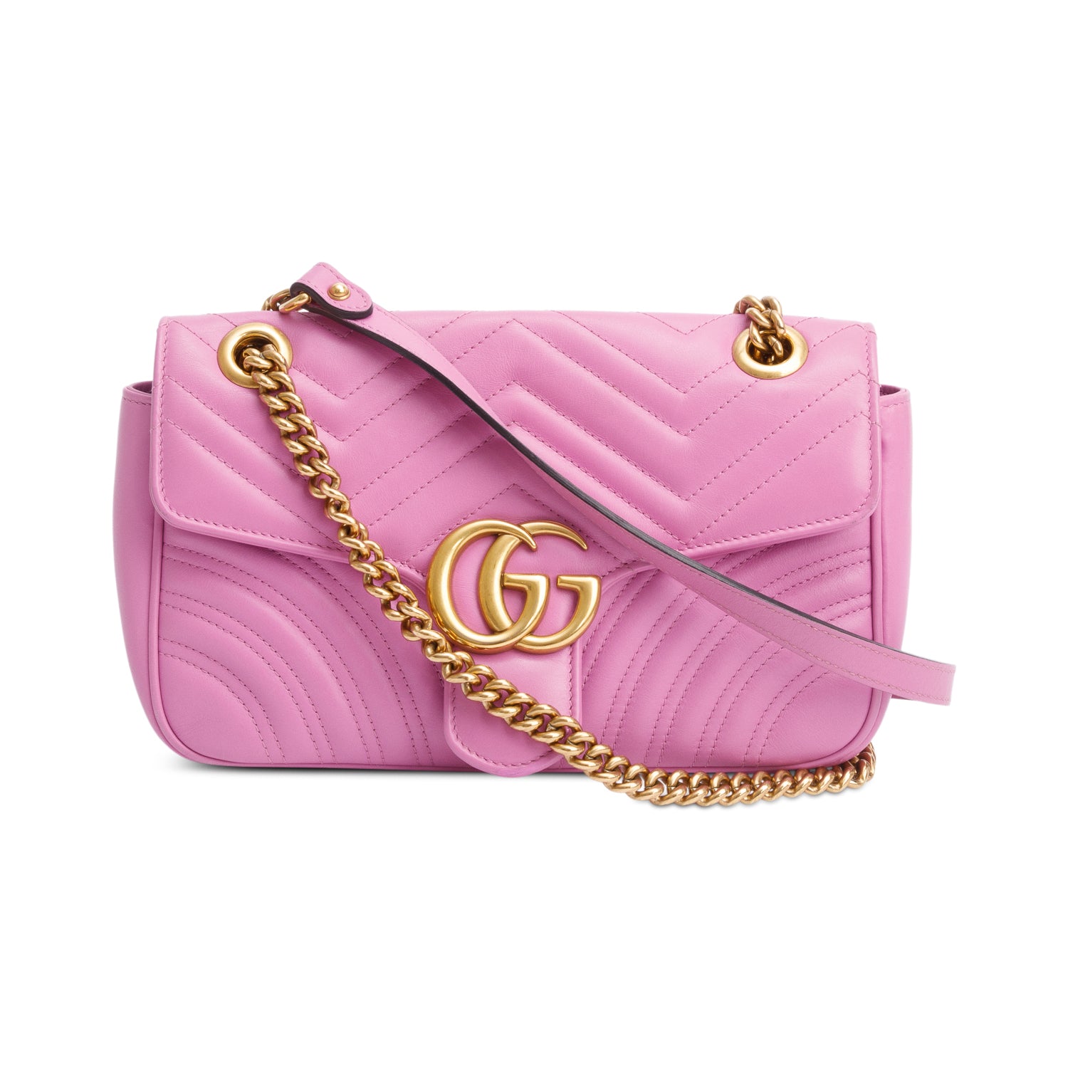 Gucci Pink GG Marmont Matelasse Small Shoulder Bag